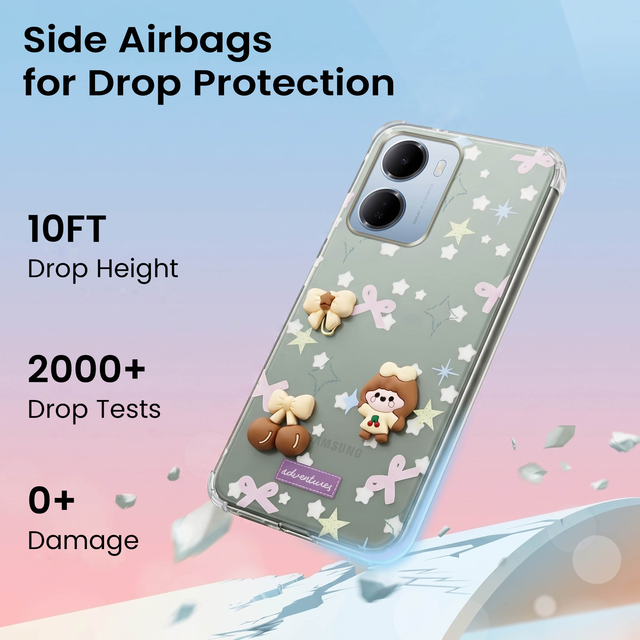 For Redmi 15A 5G Back Cover Case (3D Cute Cartoons | Hard Back Side Soft | Matte Premium Finish | HD Printing)