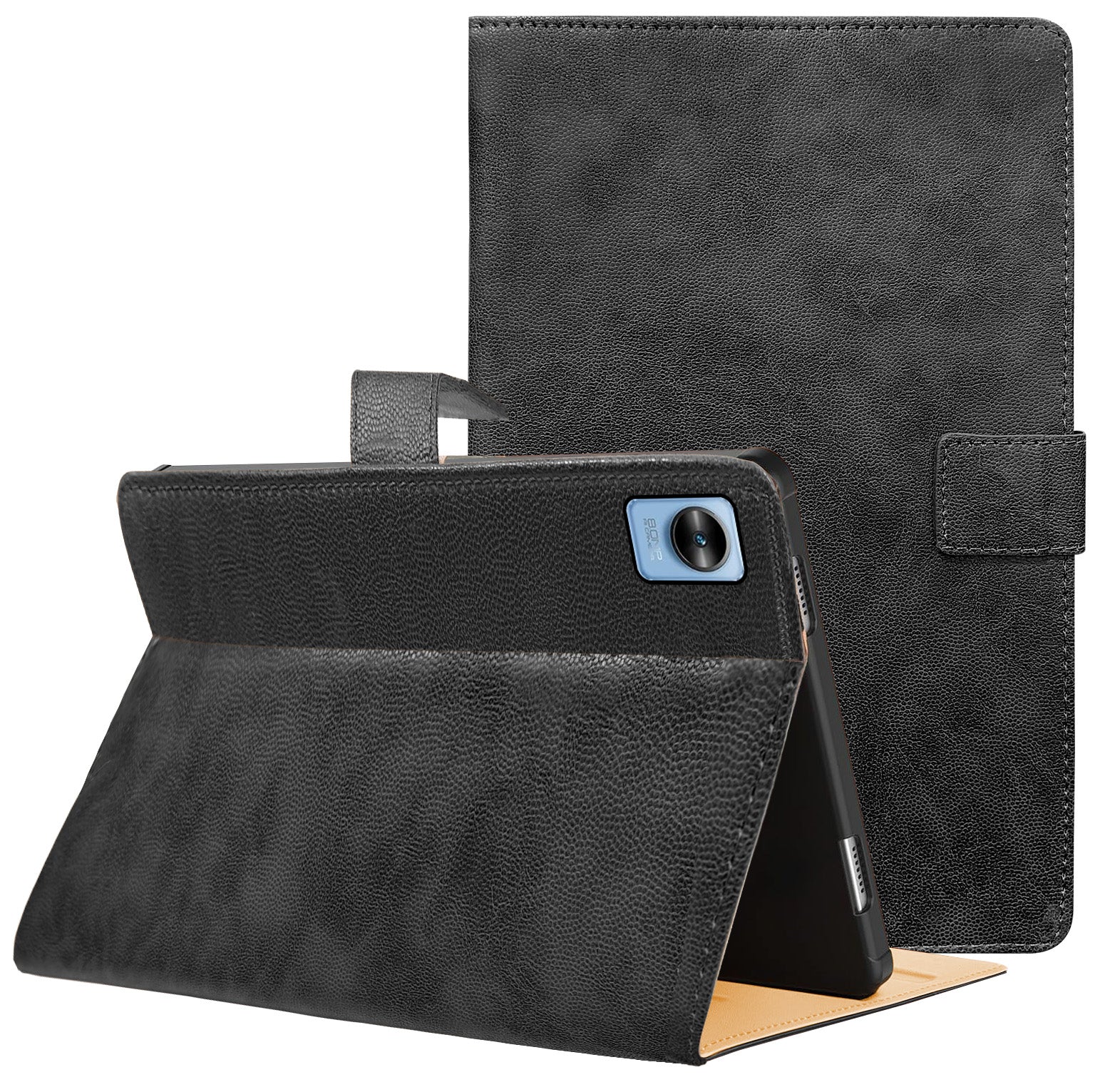 For Realme Pad Mini 8.7 Inch RMP2105/2106 Flip Cover Folio Cover (PU Matte Leather | Multi-Angle Smart Stand | Card Storage Slots | Silicone Back Pouch)