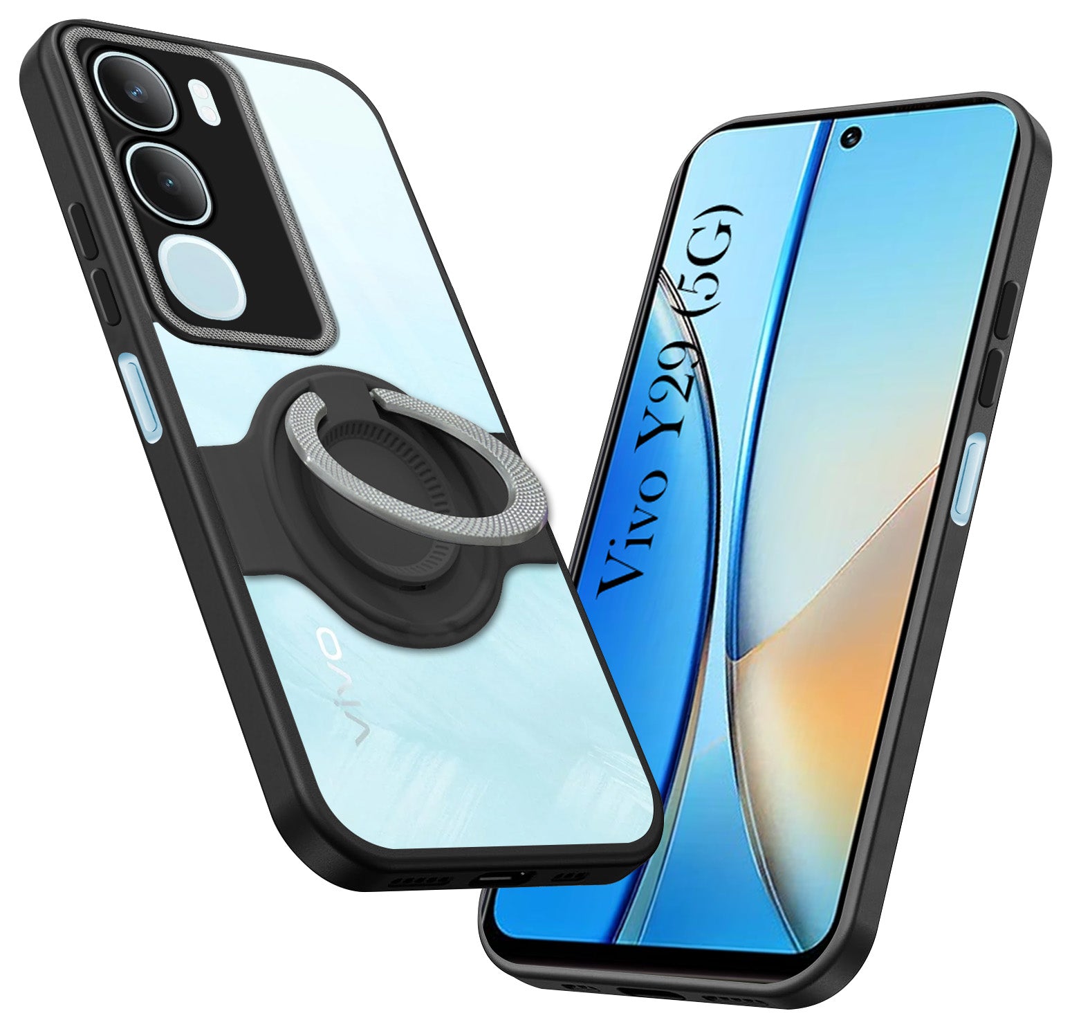 For Vivo Y29 Back Cover Case with stand (Built-in Ring Holder Kickstand | Lifetime Anti Yellow | Camera Protection)