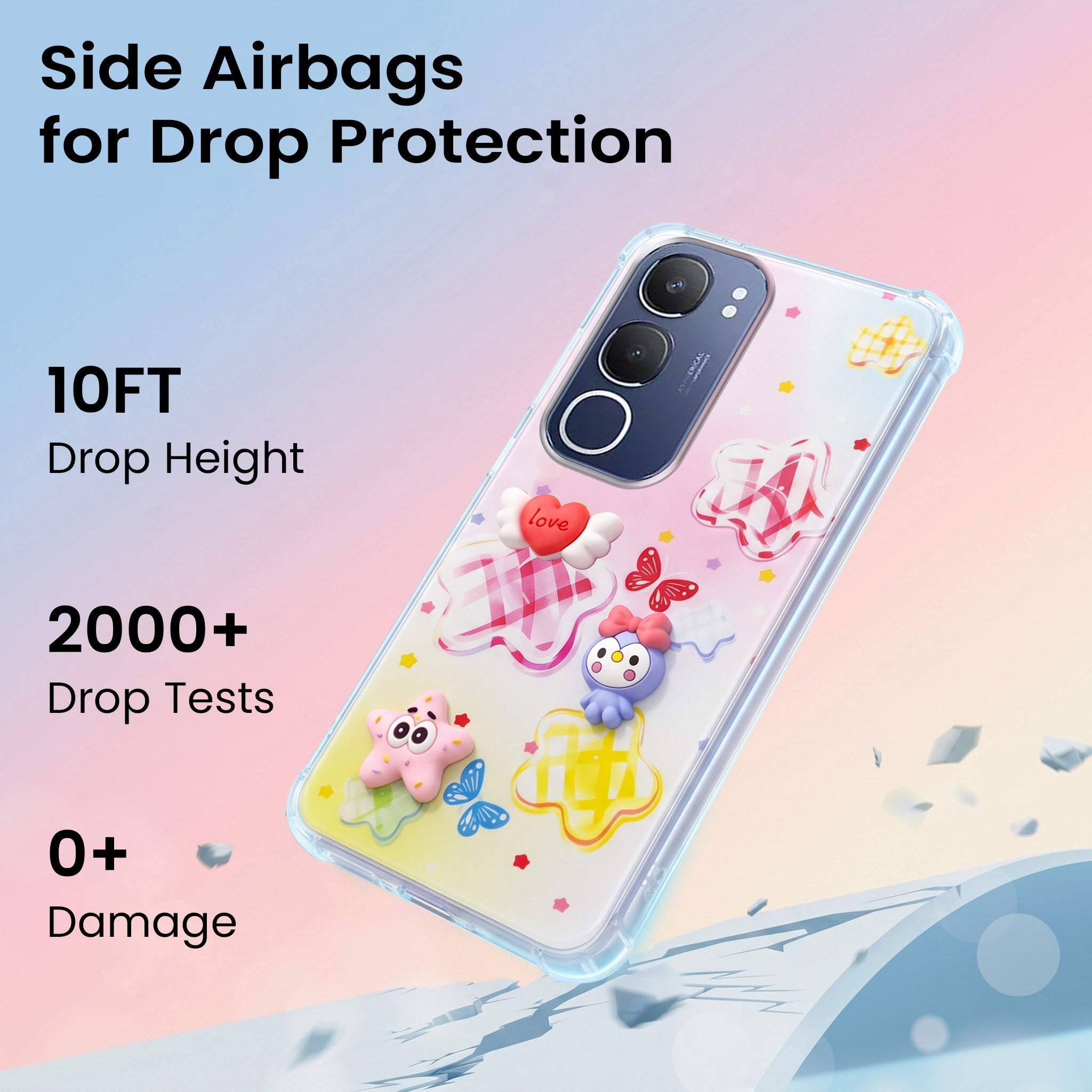 For Vivo Y29 Back Cover Case (3D Cute Cartoons | Hard Back Side Soft | Matte Premium Finish | HD Printing)
