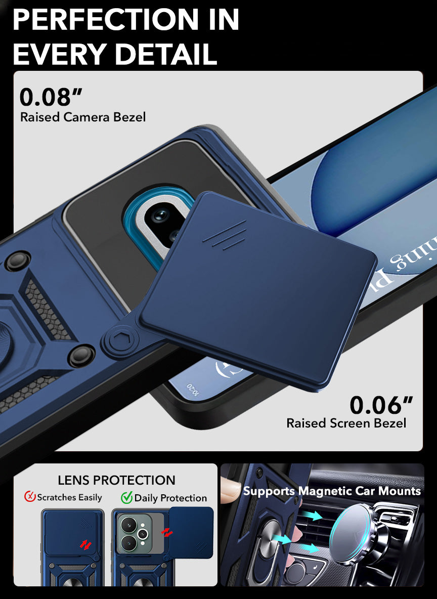 For Nothing Phone 4A 5G Back Cover Case Hybrid Armor (Sliding Shutter Camera Protection | Polycarbonate |Ring Holder Kickstand)