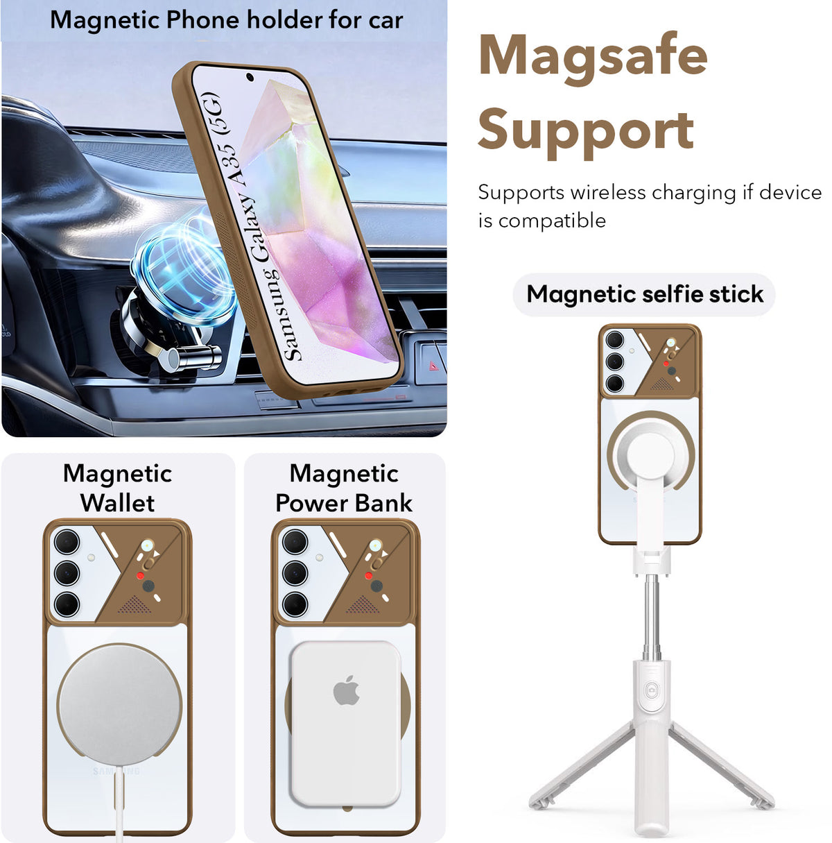 For Samsung Galaxy A35 5G Back Cover Case Lifetime Anti-Yellow Clear (Camera Protection | Side Grip | Wireless MagSafe Compatible)