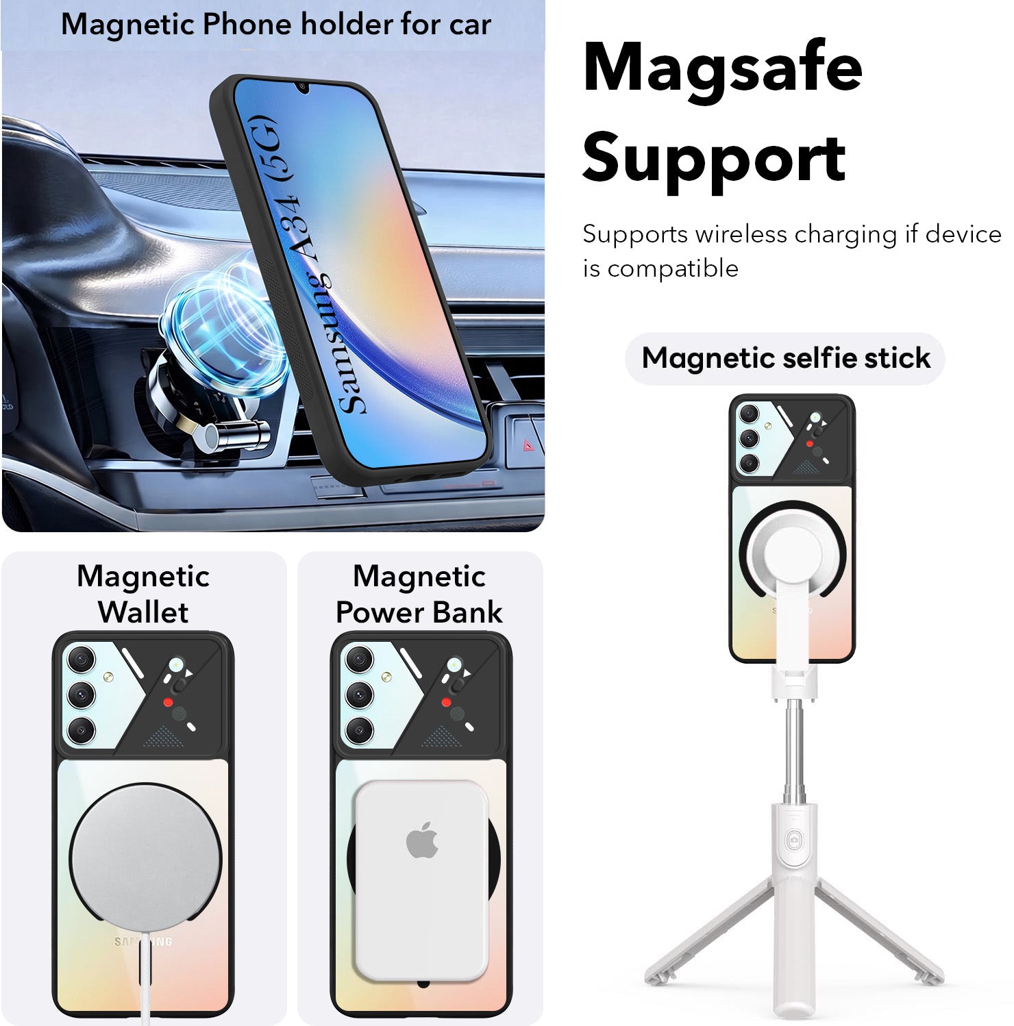 For Samsung Galaxy A34 5G Back Cover Case Lifetime Anti-Yellow Clear (Camera Protection | Side Grip | Wireless MagSafe Compatible)