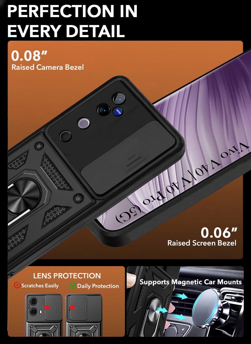 For Vivo V40 | Vivo V40 Pro 5G Back Cover Case (Hybrid Dual Armor Polycarbonate)