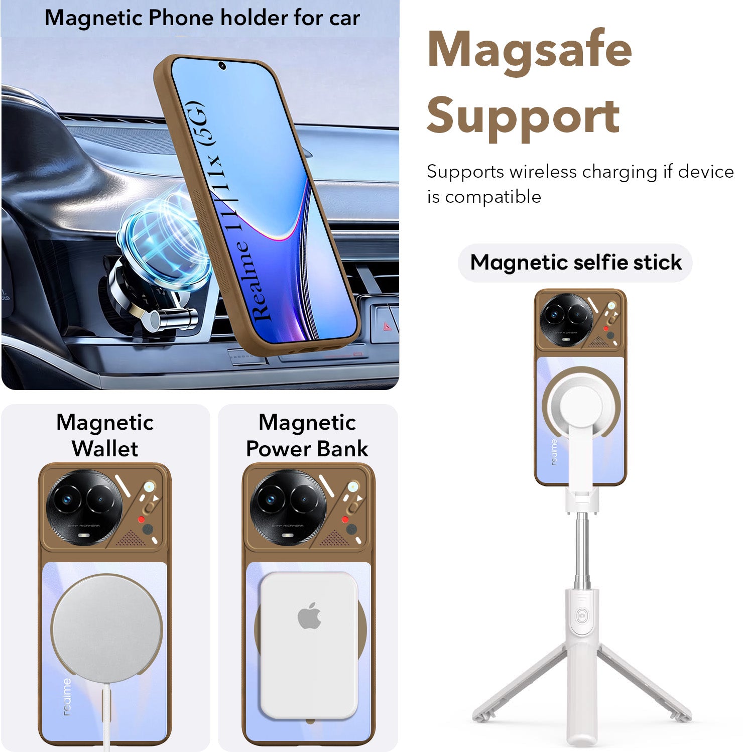 For Realme 11 5G | Realme 11x 5G Back Cover Case Lifetime Anti-Yellow Clear (Camera Protection | Side Grip | Wireless MagSafe Compatible)
