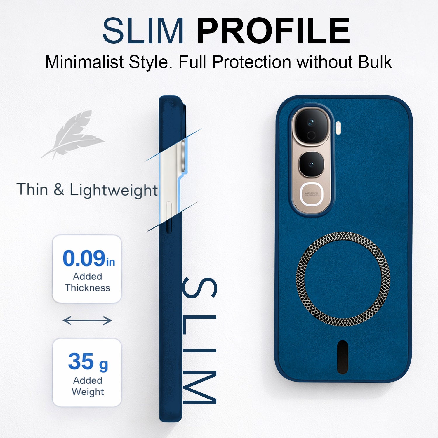 For Vivo Y400 Pro Back Cover Case Leather Finish (MagSafe Compatible Wireless Charging | Soft Touch | Camera Bump Protection)