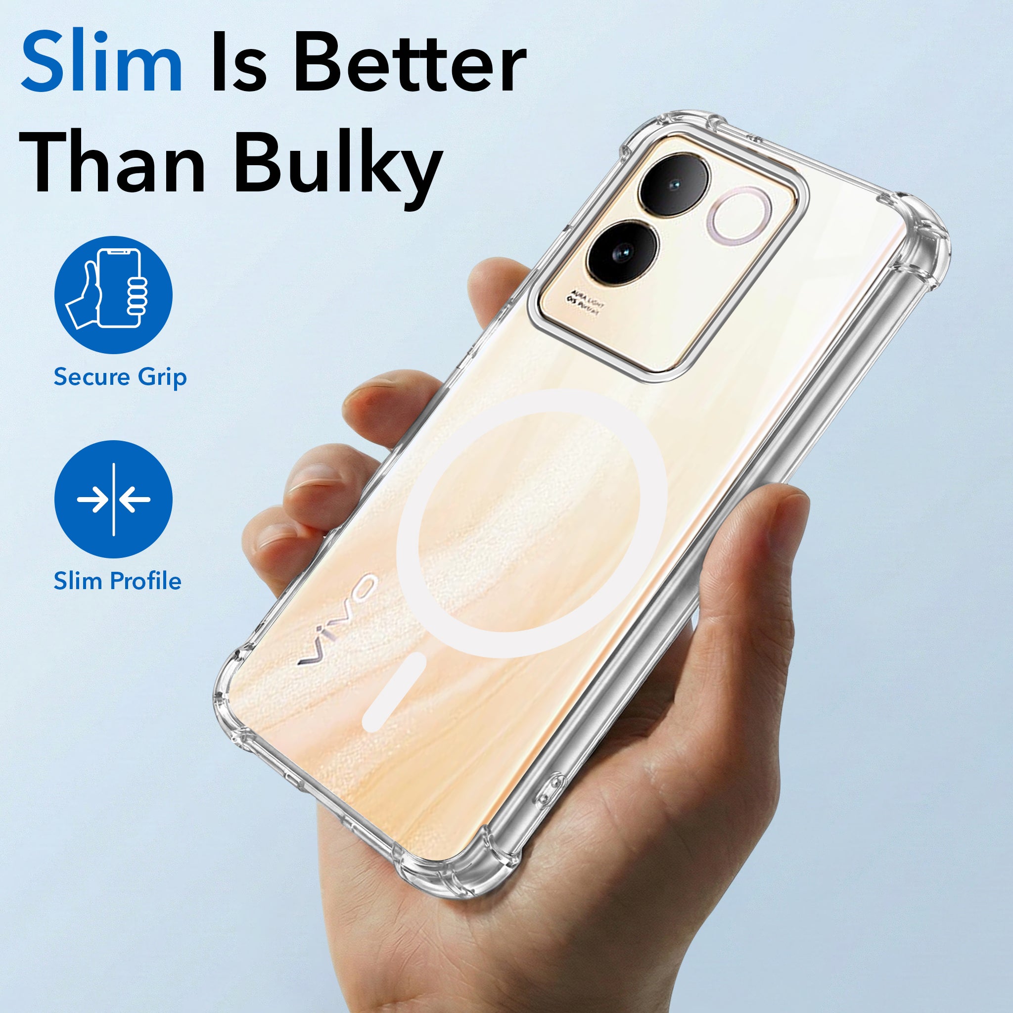 For Vivo T2 Pro Back Cover Shockproof Crystal-Clear (Magsafe Wireless Support | Drop & Camera Protection | Hard Polycarbonate)