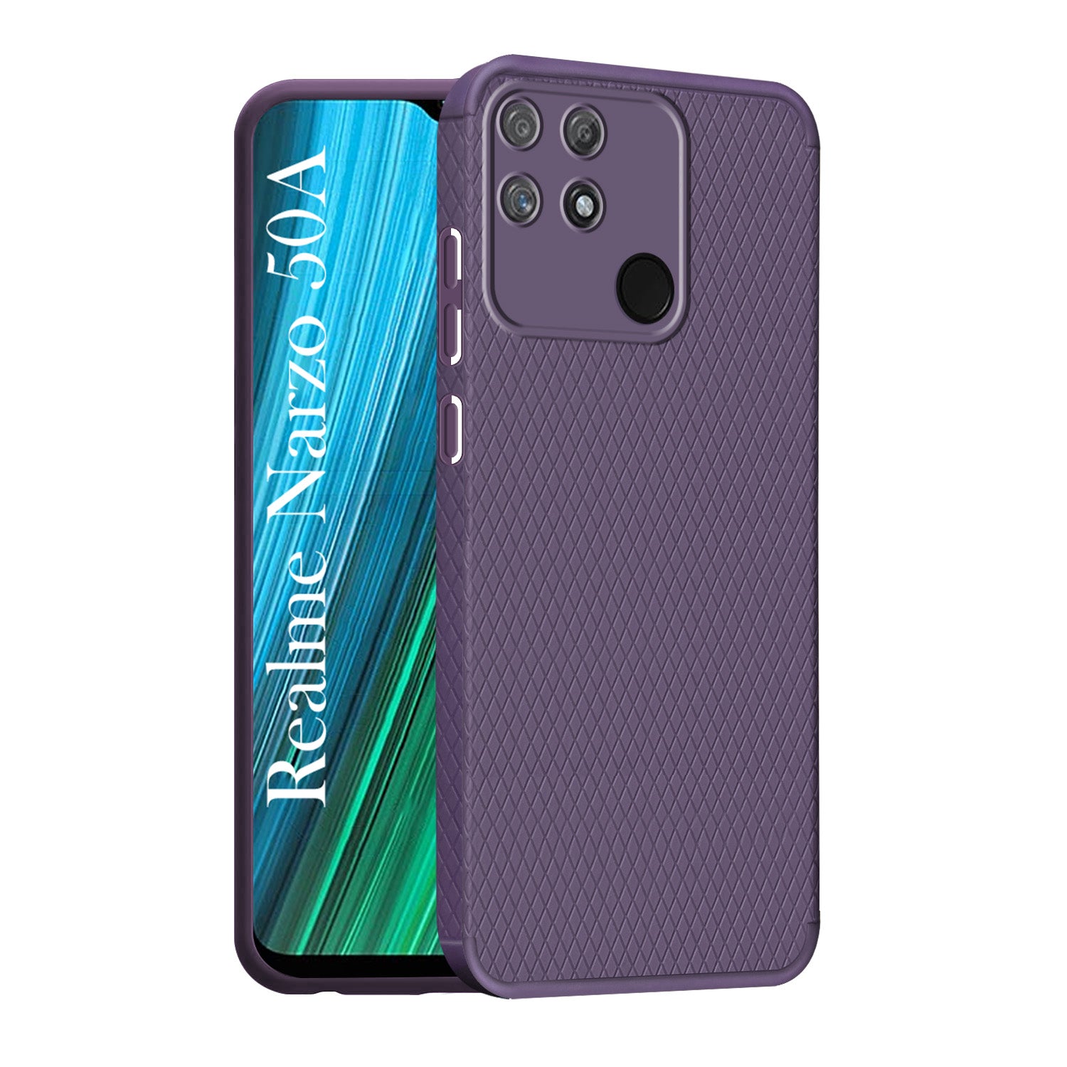 For Realme Narzo 50A Back Cover Case Liquid Silicone (Camera Protection | Side Grip Texture | Soft and Flexible)
