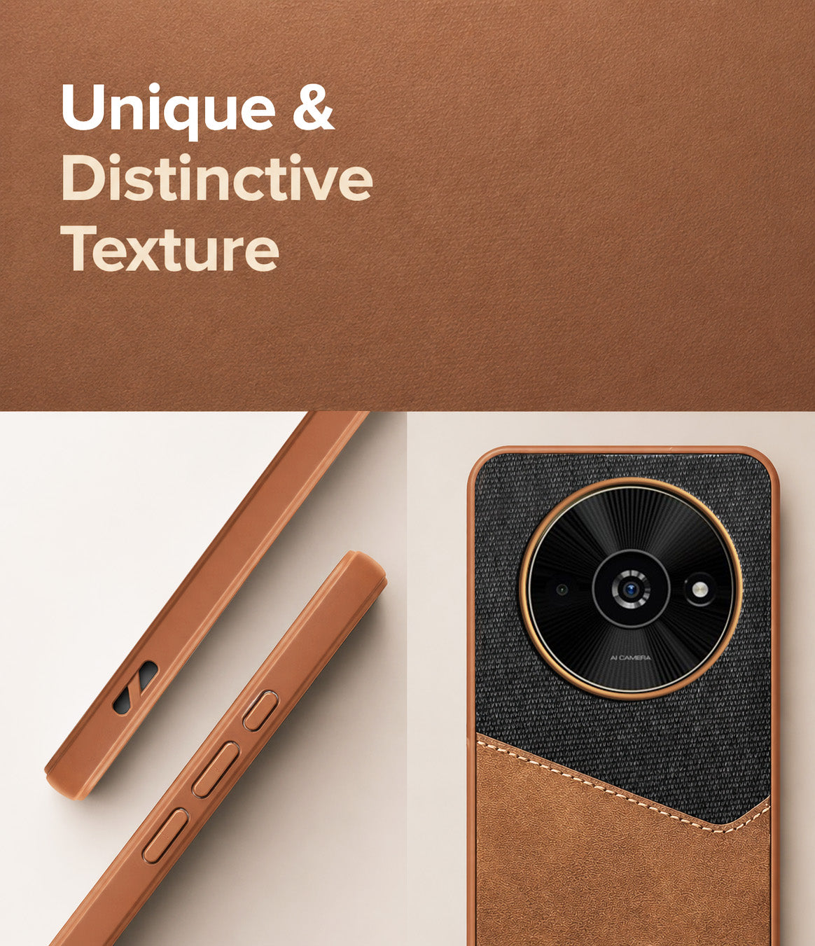 For Xiaomi Poco C61 Back Cover Case (Dual PU Leather Stitch | Professional Minimalist | Soft and Flexible)