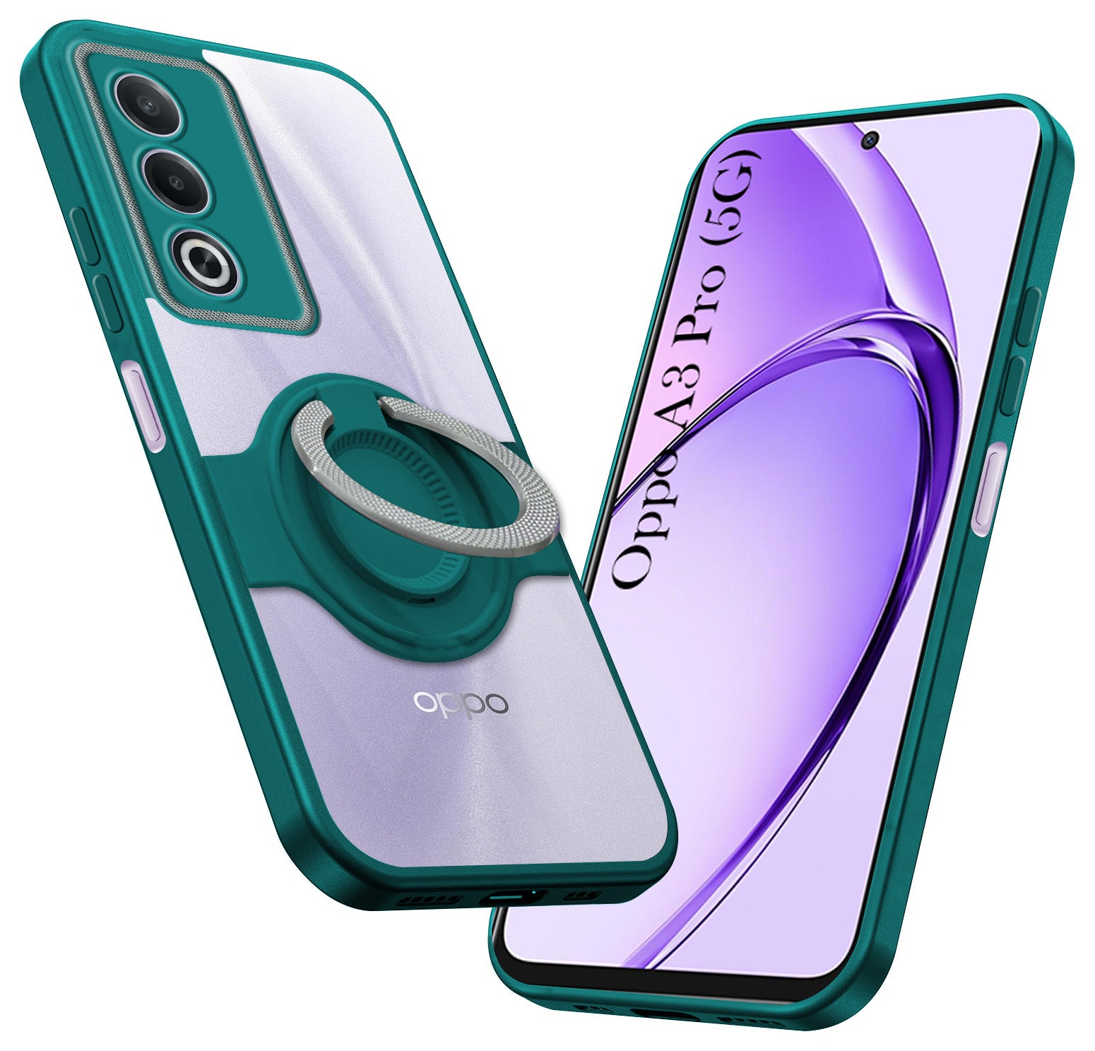 For Oppo A3 Pro 5G Back Cover Case with stand (Built-in Ring Holder Kickstand | Lifetime Anti Yellow | Camera Protection)