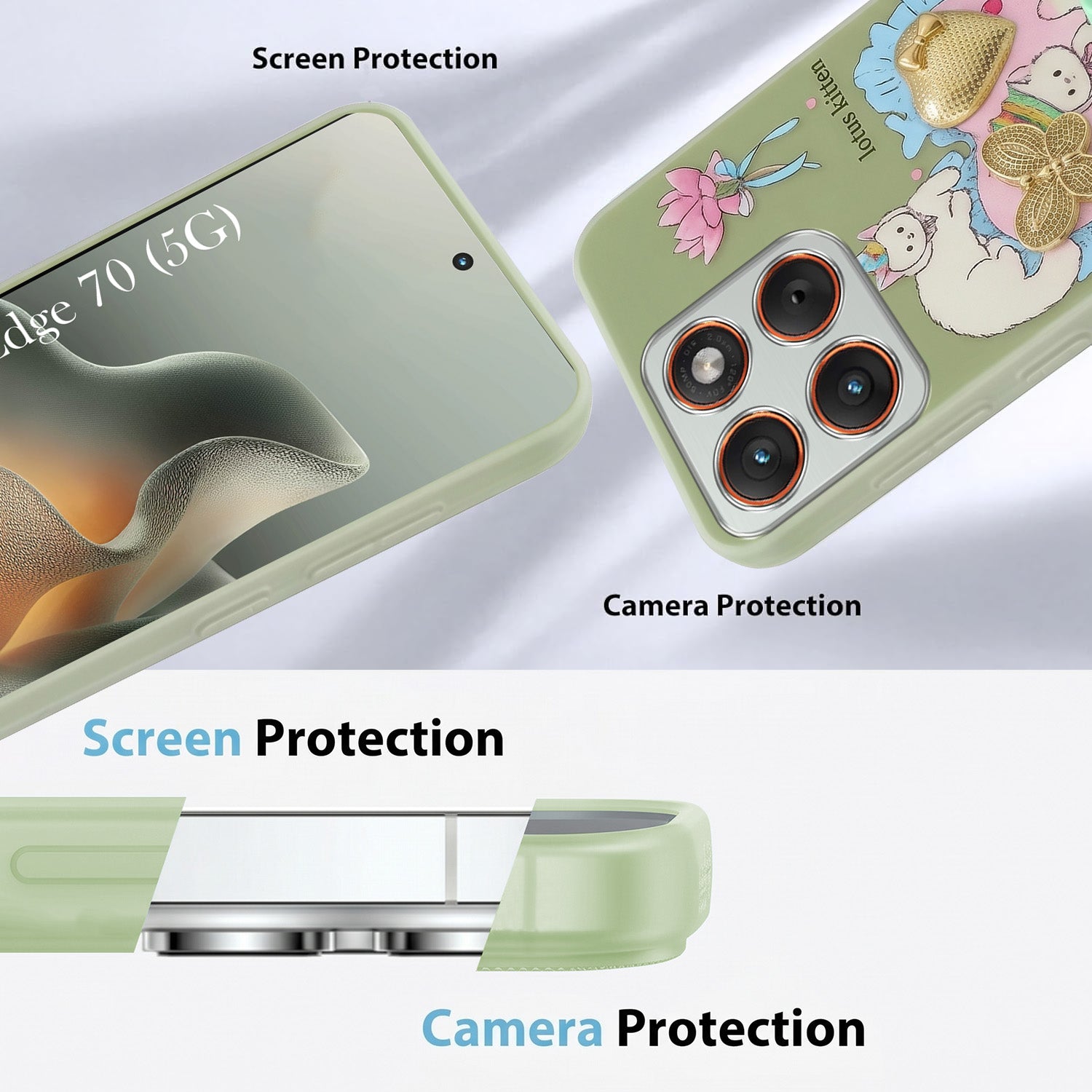 For Motorola Moto Edge 70 Back Cover Case (3D Cute Heart Strap Holder | Camera Protection | Designer Girls Print)