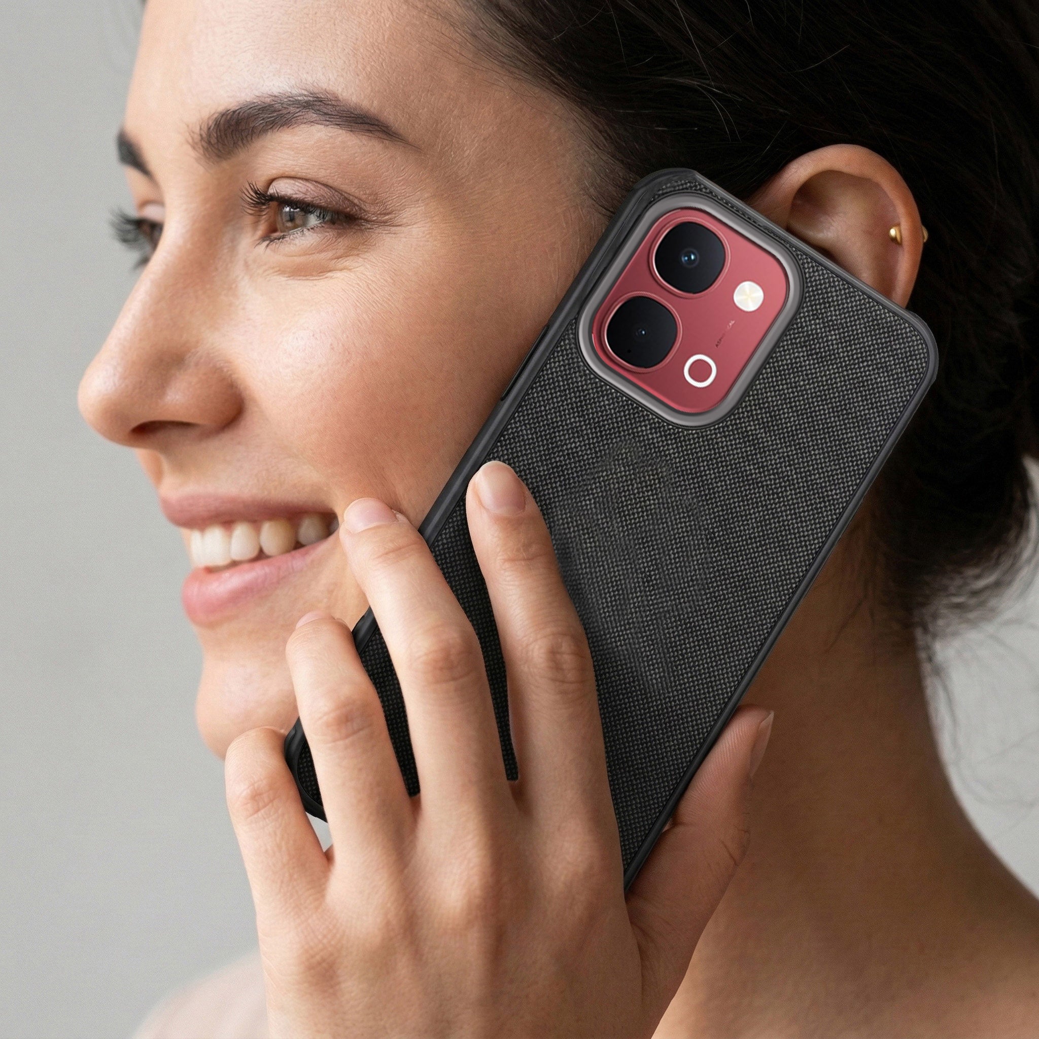 For Vivo Y31T 5G Combo with Back Cover and 9H Tempered Glass (Textured Grip Design | Micro-Fiber Cloth Inside | Oleophobic Coating Screen Glass)