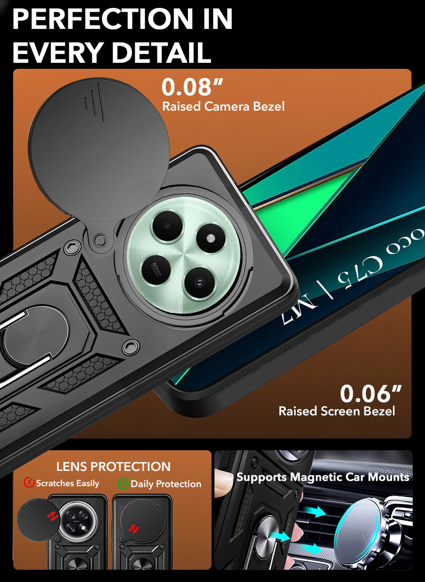 For Poco C75 | Poco M7 Back Cover Case (Hybrid Dual Armor Polycarbonate)