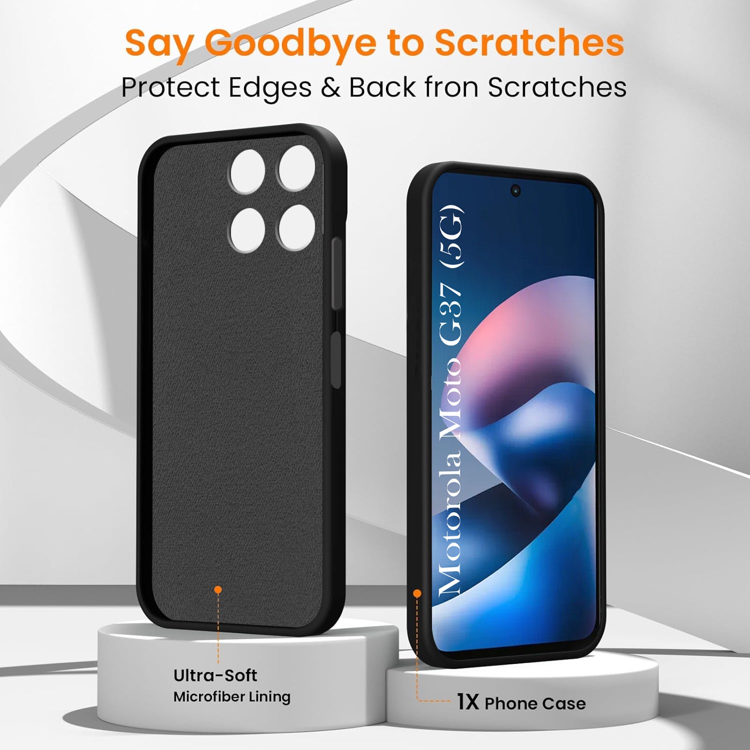 For Motorola Moto G37 Back Cover Case Rubberised (Textured Grip Design| Micro-Fiber Cloth Inside | Slim and Light Weight | Soft Touch and Feel)
