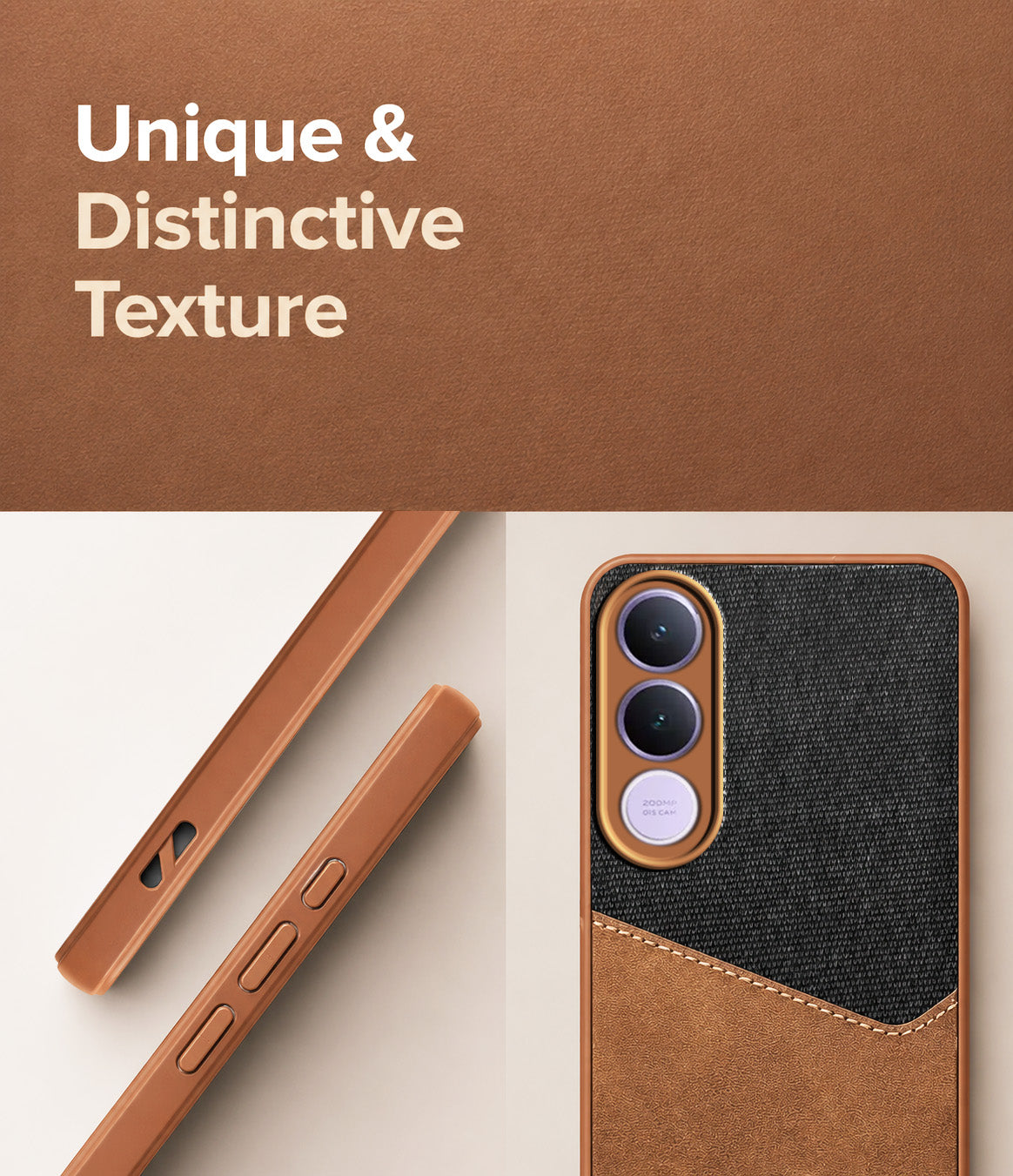 For Vivo V70 FE 5G Back Cover Case (Dual PU Leather Stitch | Professional Minimalist | Soft and Flexible)