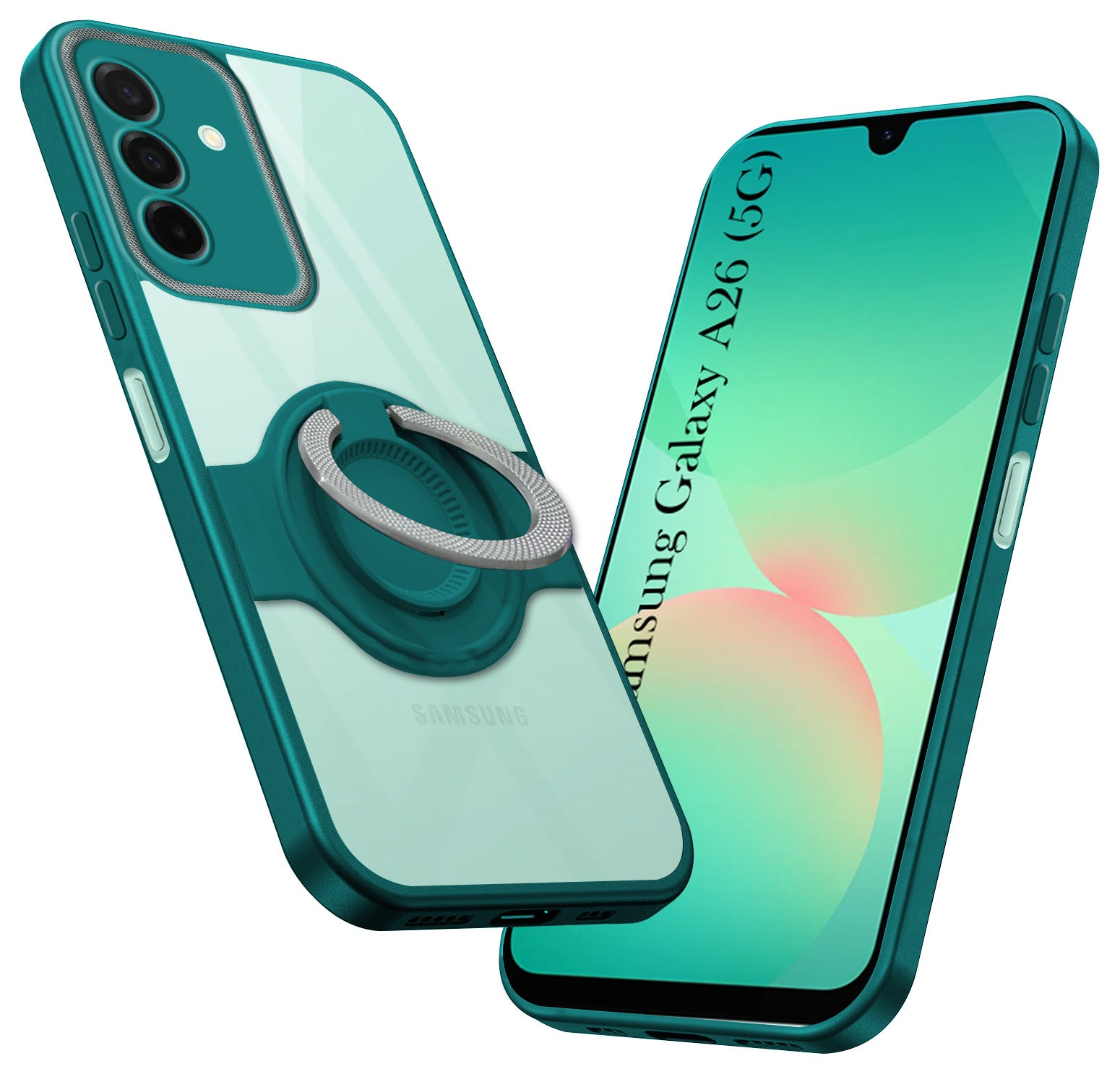 For Samsung Galaxy A26 5G Back Cover Case with stand (Built-in Ring Holder Kickstand | Lifetime Anti Yellow | Camera Protection)
