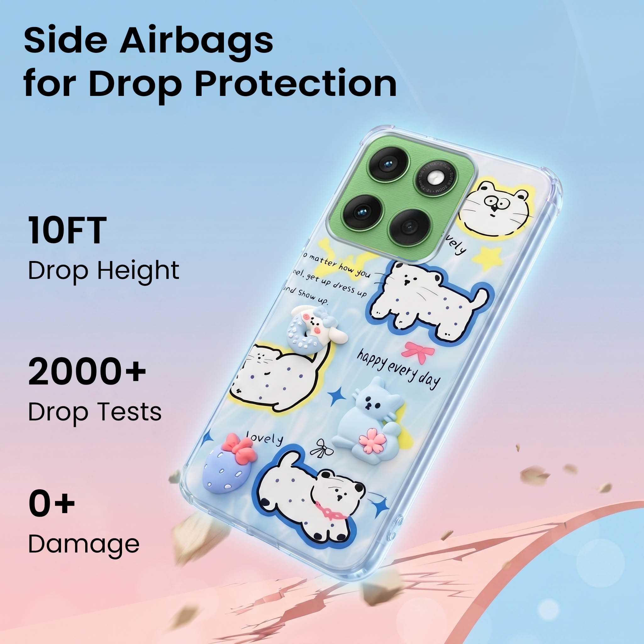 For Motorola Moto Edge 60 Back Cover Case (3D Cute Cartoons | Hard Back Side Soft | Matte Premium Finish | HD Printing)