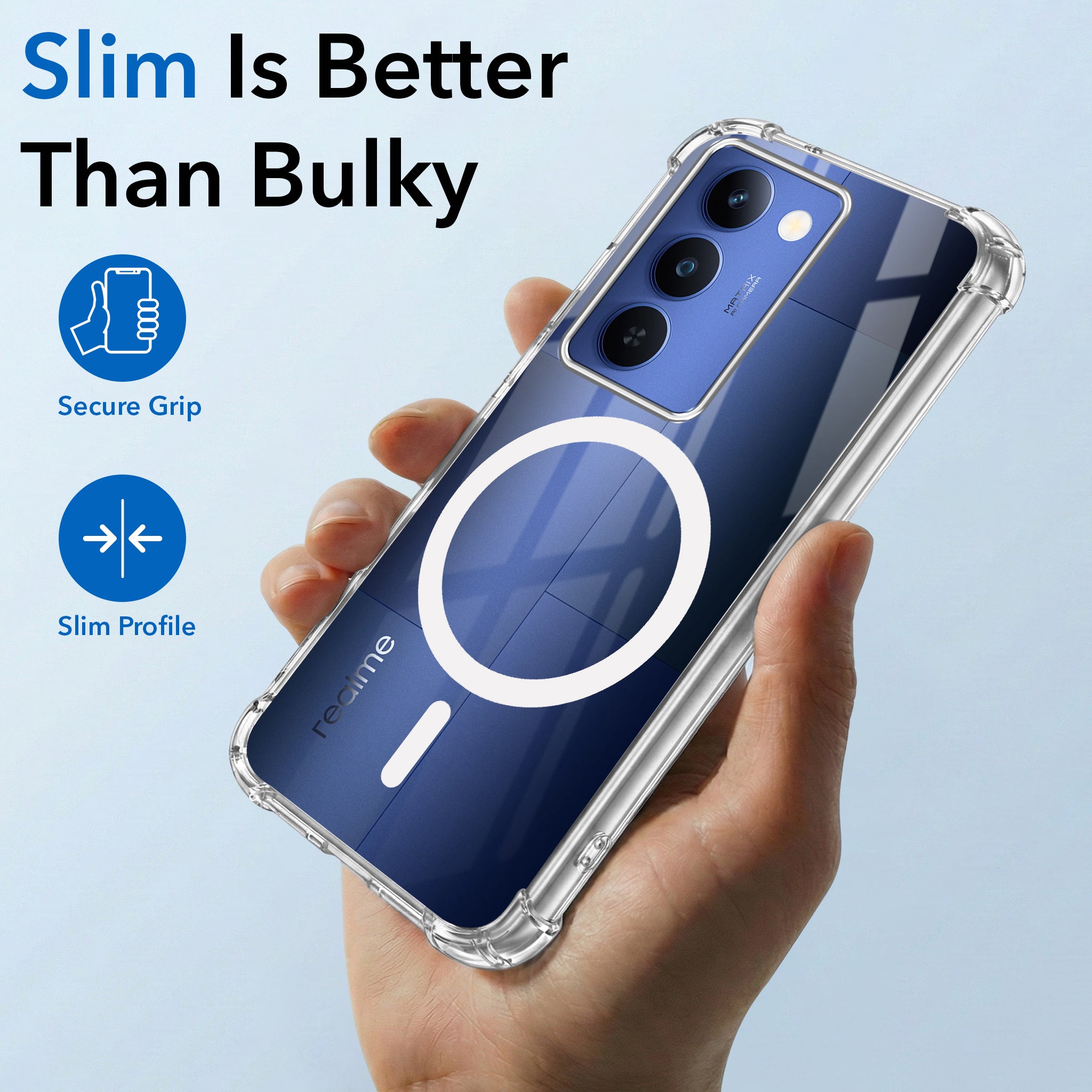 For Realme P4 Lite 5G | Realme Narzo 100 Lite 5G Back Cover Shockproof Crystal-Clear (Magsafe Wireless Support | Drop & Camera Protection | Hard Polycarbonate)