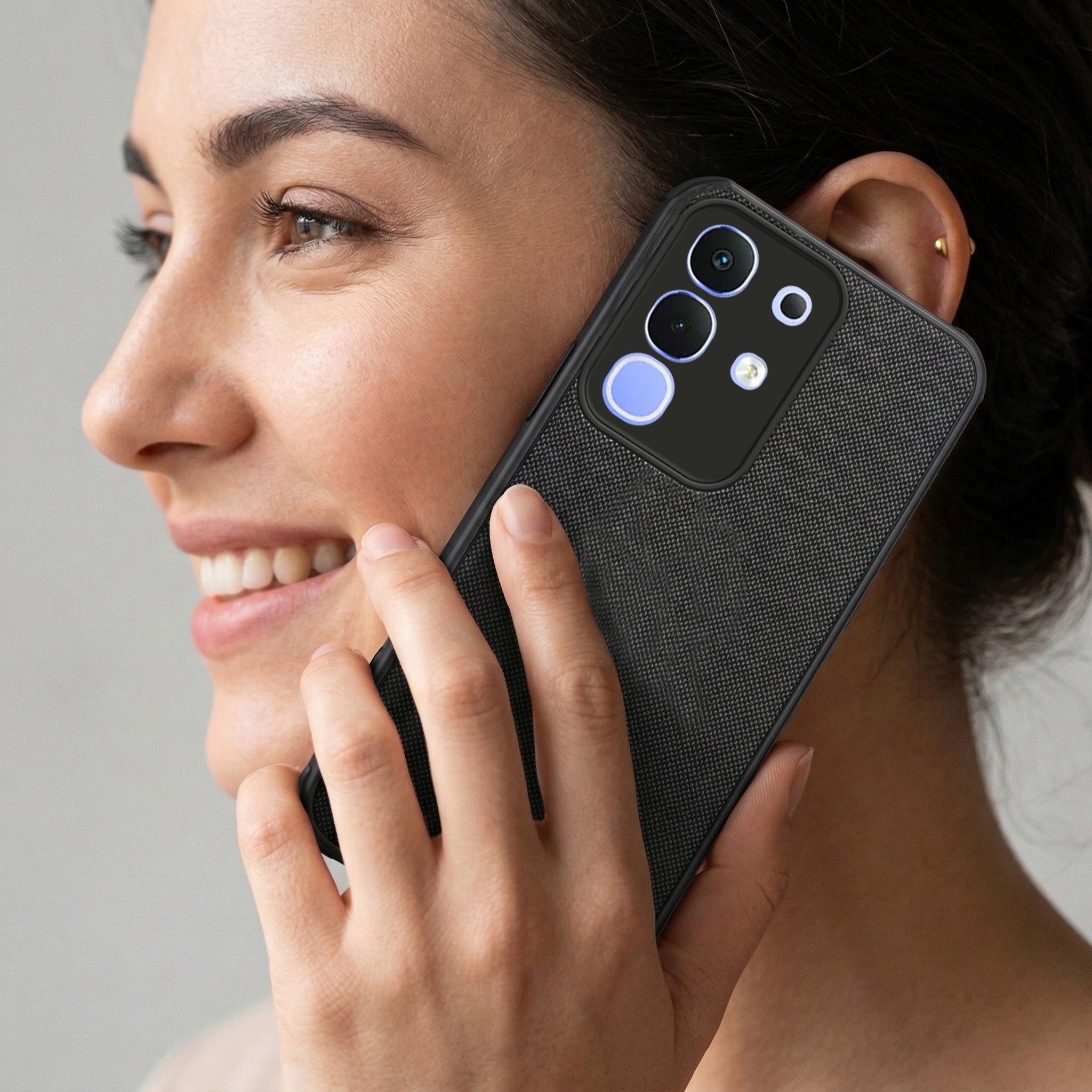 For Vivo iQOO Z10x Combo with Back Cover and 9H Tempered Glass (Textured Grip Design | Micro-Fiber Cloth Inside | Oleophobic Coating Screen Glass)