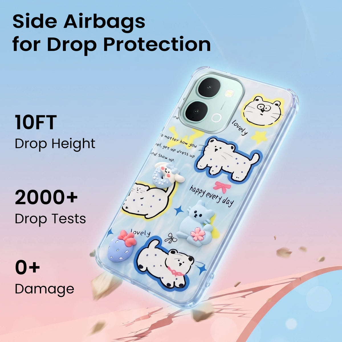 For iQOO Z11x | iQOO Z11xa Back Cover Case (3D Cute Cartoons | Hard Back Side Soft | Matte Premium Finish | HD Printing)
