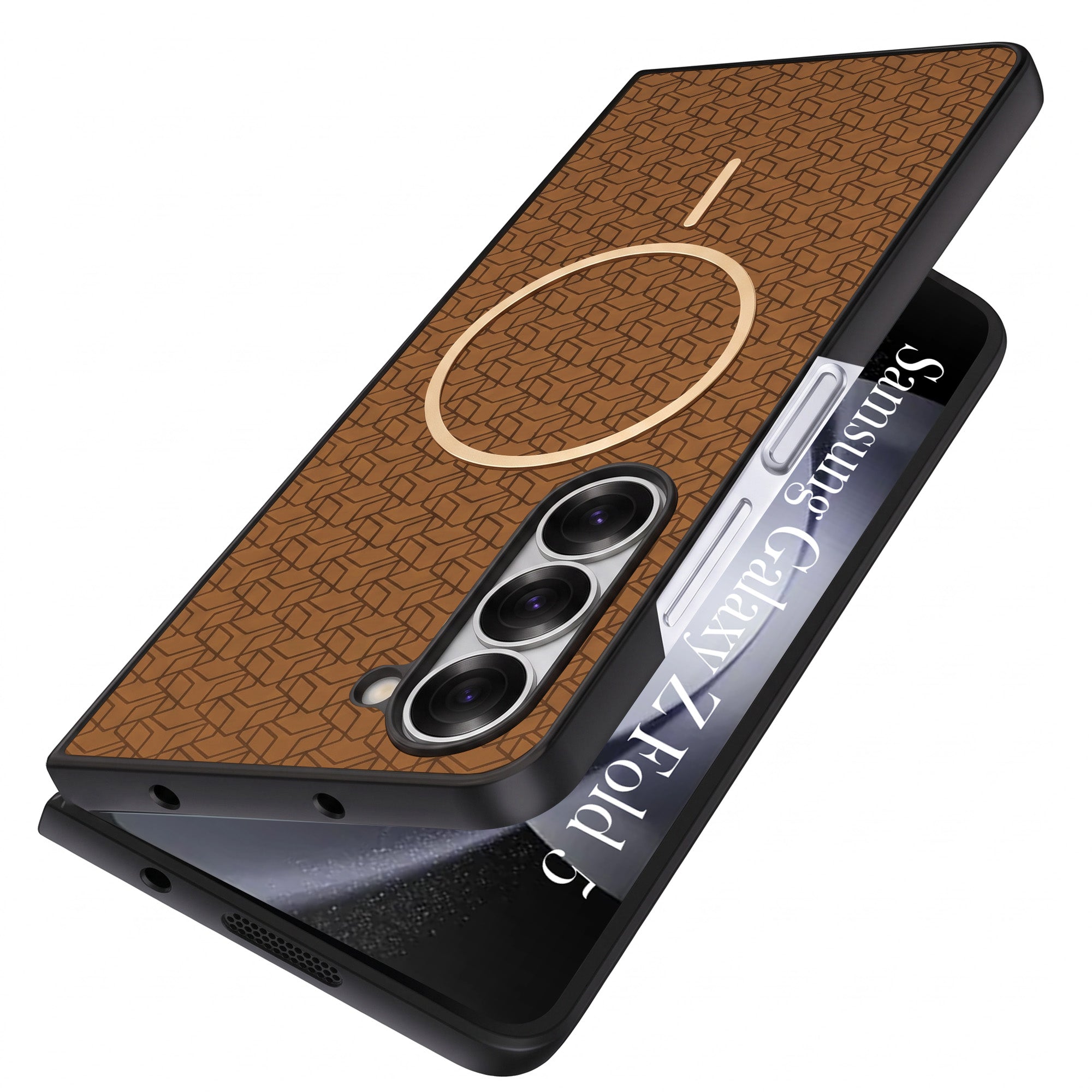For Samsung Galaxy Z Fold 5 Back Cover Case Leather Finish (MagSafe Wireless Charging Compatible | Inside Microfiber Cloth)
