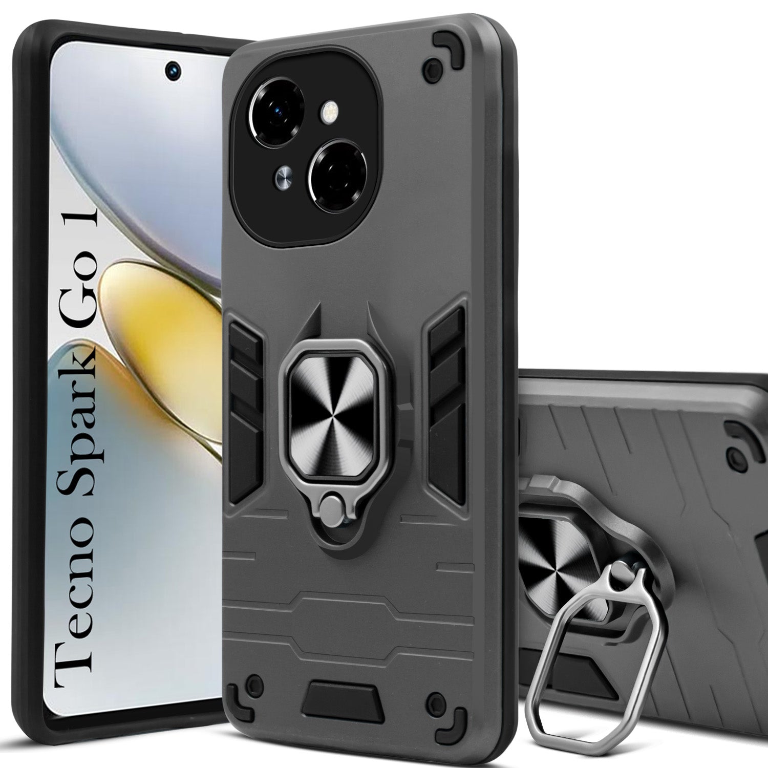 For Tecno Spark Go 1 Back Cover Case (Shockproof Polycarbonate Dual Layer Hybrid Armor)