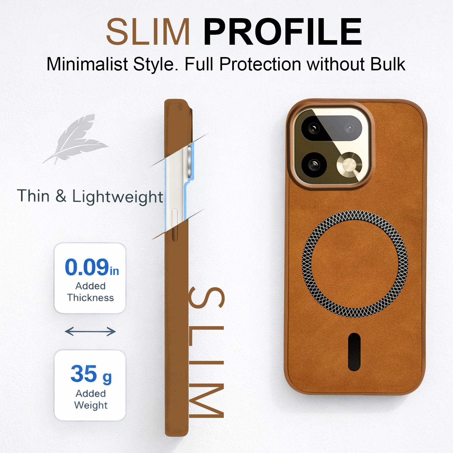 For Realme 16 Pro Plus 5G Back Cover Case Leather Finish (MagSafe Compatible Wireless Charging | Soft Touch | Camera Bump Protection)