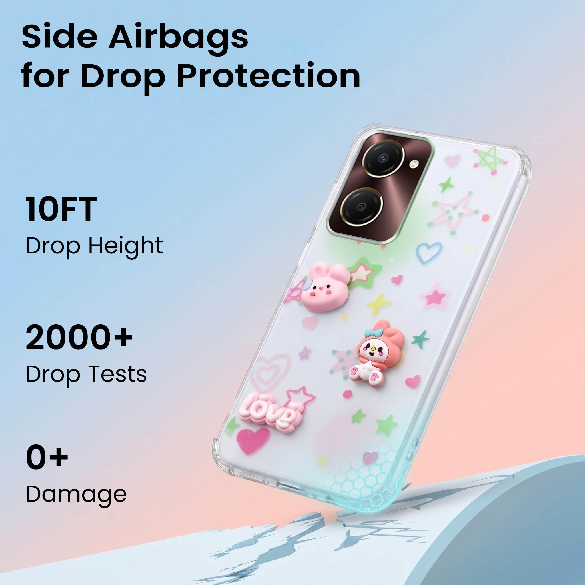 For Vivo iQOO Z9 Lite 5G Back Cover Case (3D Cute Cartoons | Hard Back Side Soft | Matte Premium Finish | HD Printing)