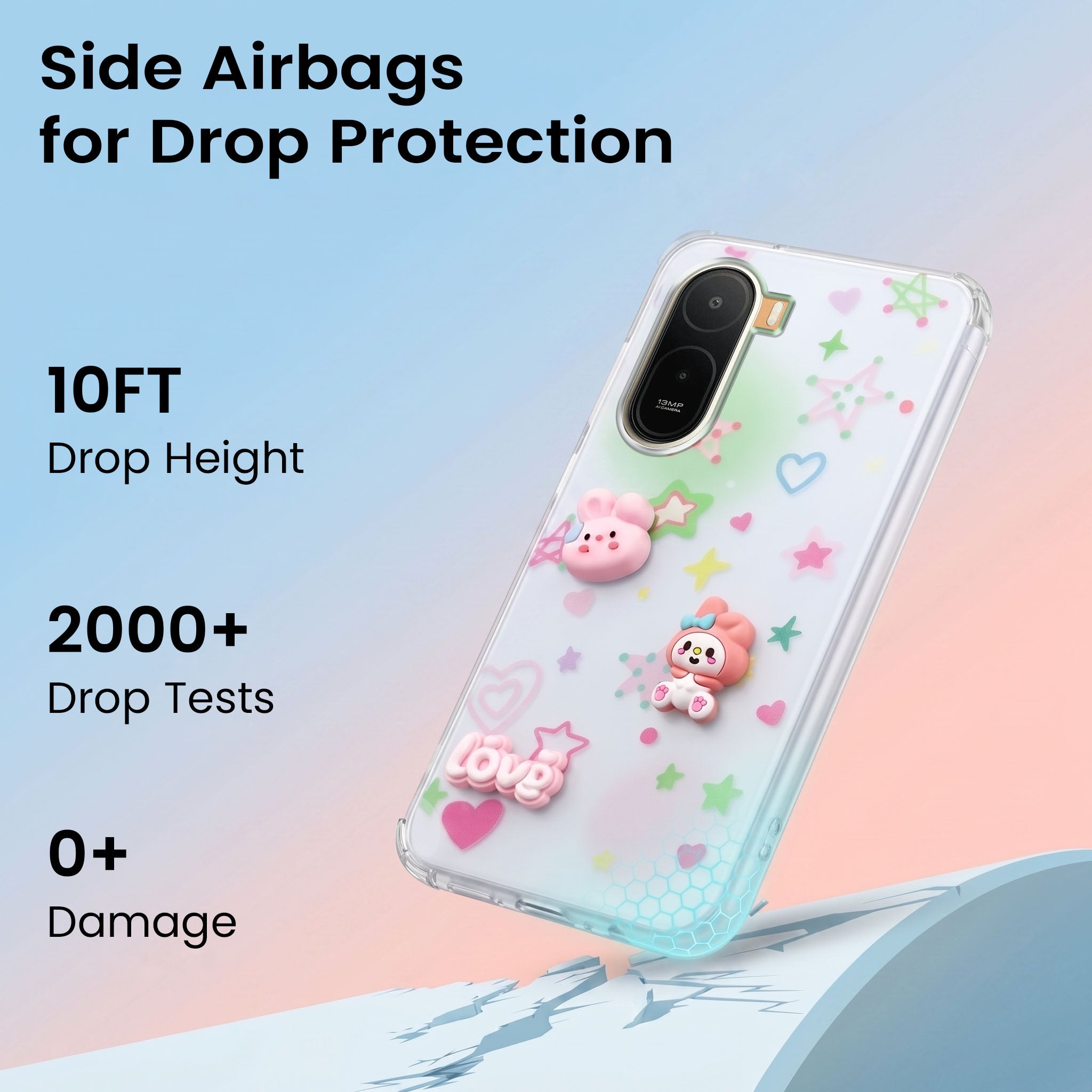 For Redmi A7 Pro 5G Back Cover Case (3D Cute Cartoons | Hard Back Side Soft | Matte Premium Finish | HD Printing)