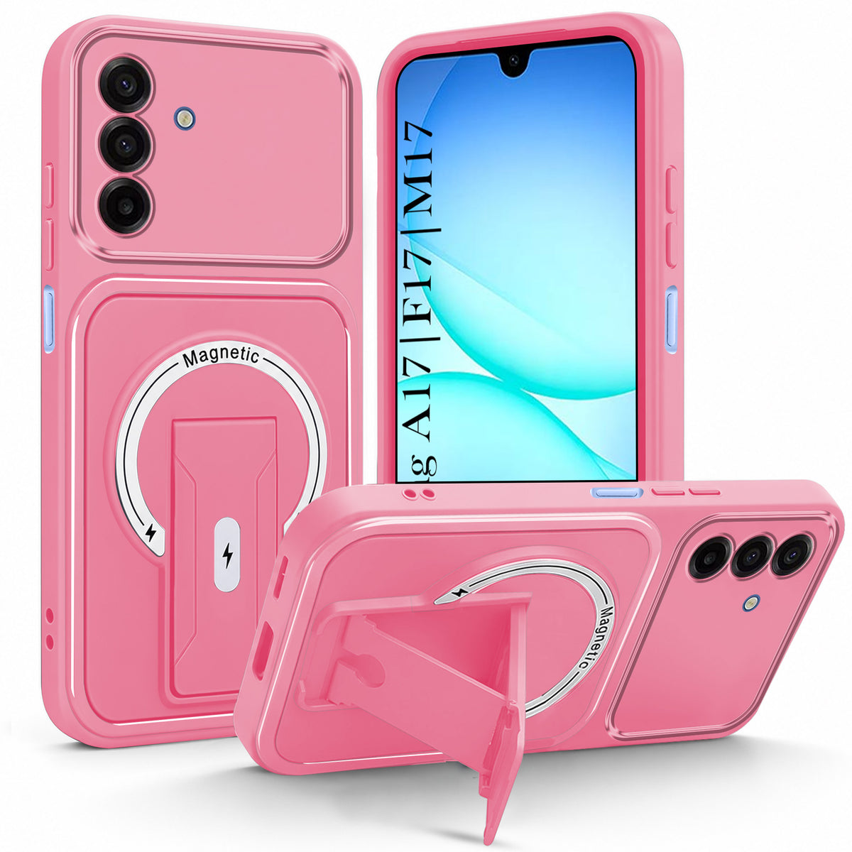 For Samsung Galaxy A17 | F17 | M17 5G Back Case Cover Metallic (Hybrid Armor Kickstand | MagSafe Compatible | Camera Protection Shockproof)