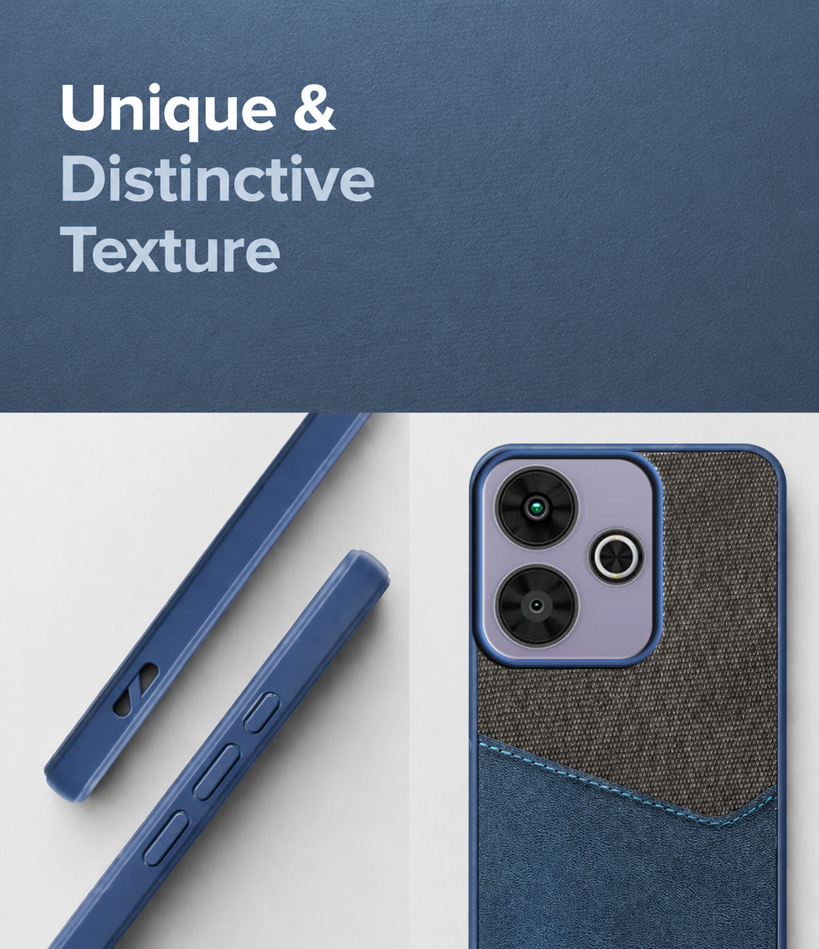 For Poco M6 Plus 5G Back Cover Case (Dual PU Leather Stitch | Professional Minimalist | Soft and Flexible)