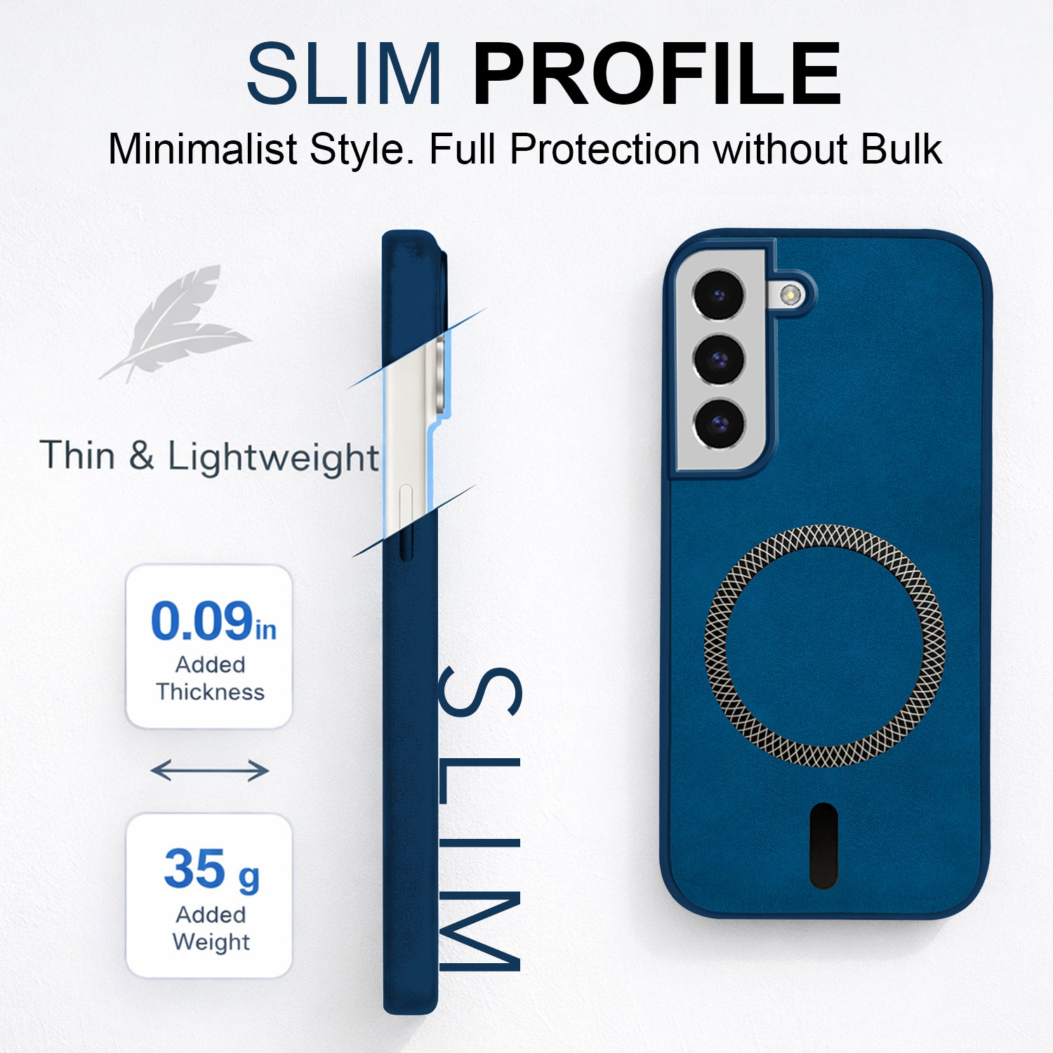 For Samsung Galaxy S22 Back Cover Case Leather Finish (MagSafe Compatible Wireless Charging | Soft Touch | Camera Bump Protection)
