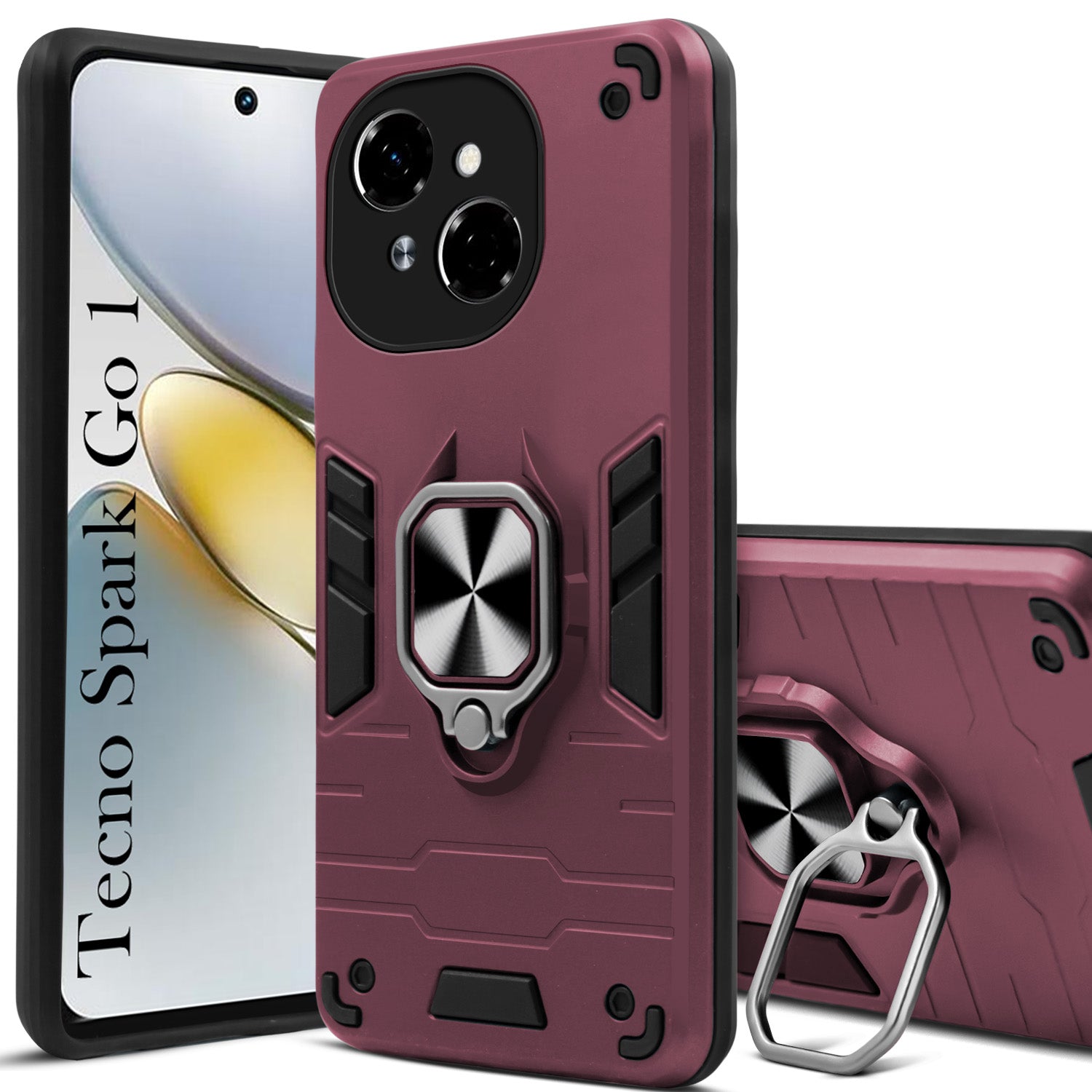 For Tecno Spark Go 1 Back Cover Case (Shockproof Polycarbonate Dual Layer Hybrid Armor)