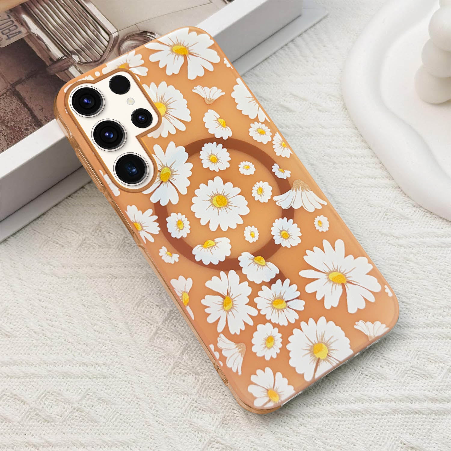 For Samsung Galaxy S23 Ultra Back Cover Case (Cute Floral Design | Flower Print for Girls | MagSafe Compatible Wireless Charging)
