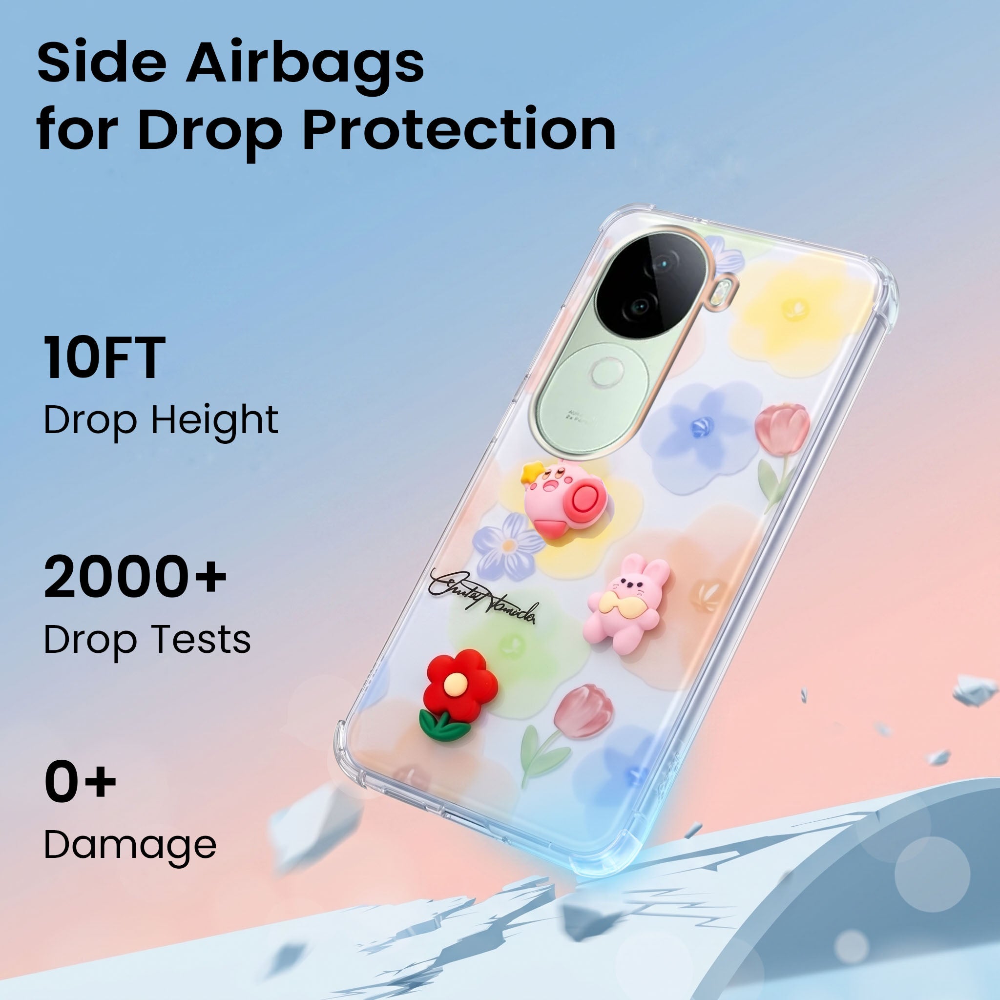 For Vivo V40e Back Cover Case (3D Cute Cartoons | Hard Back Side Soft | Matte Premium Finish | HD Printing)