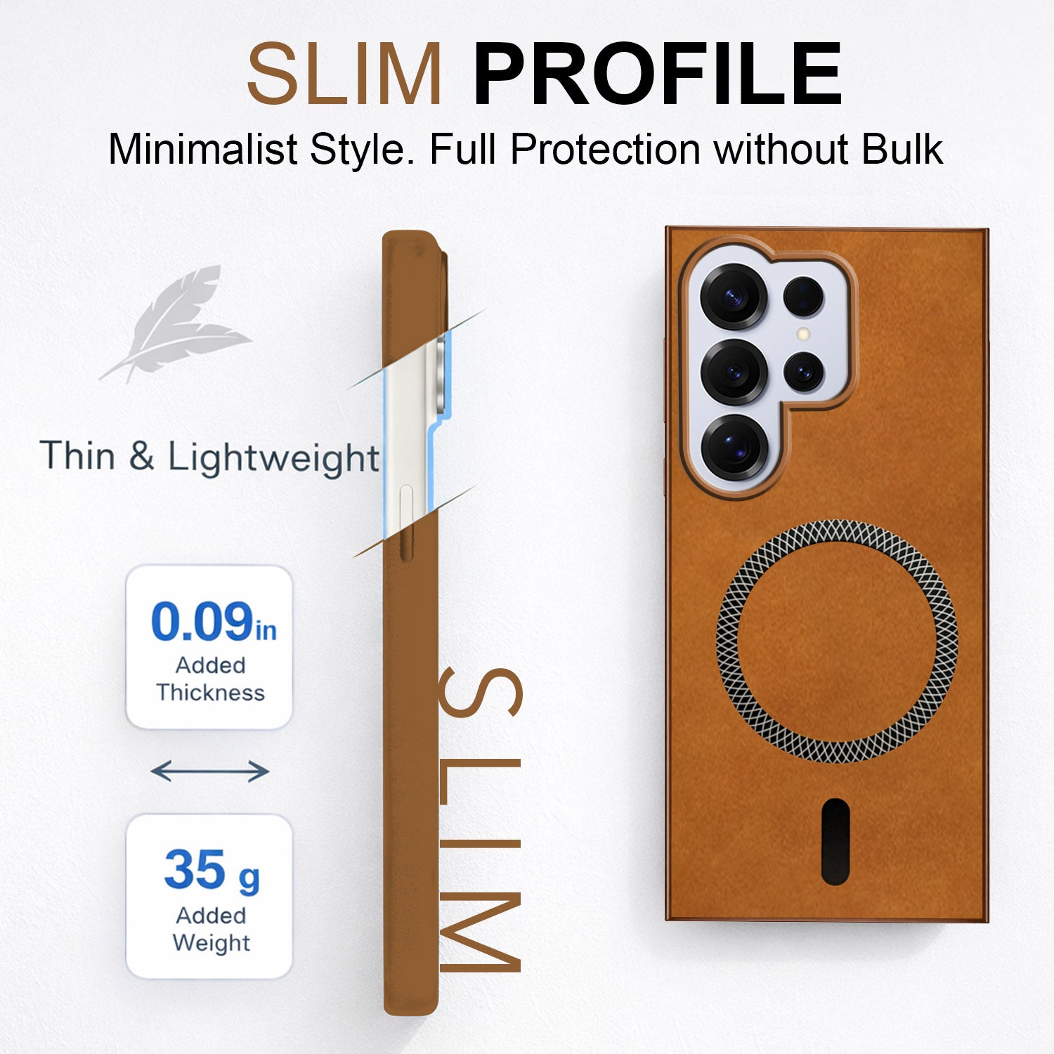 For Samsung Galaxy S25 Ultra Back Cover Case (Sleek Leather Finish | MagSafe Compatible Wireless Charging | Camera Bump Protection)