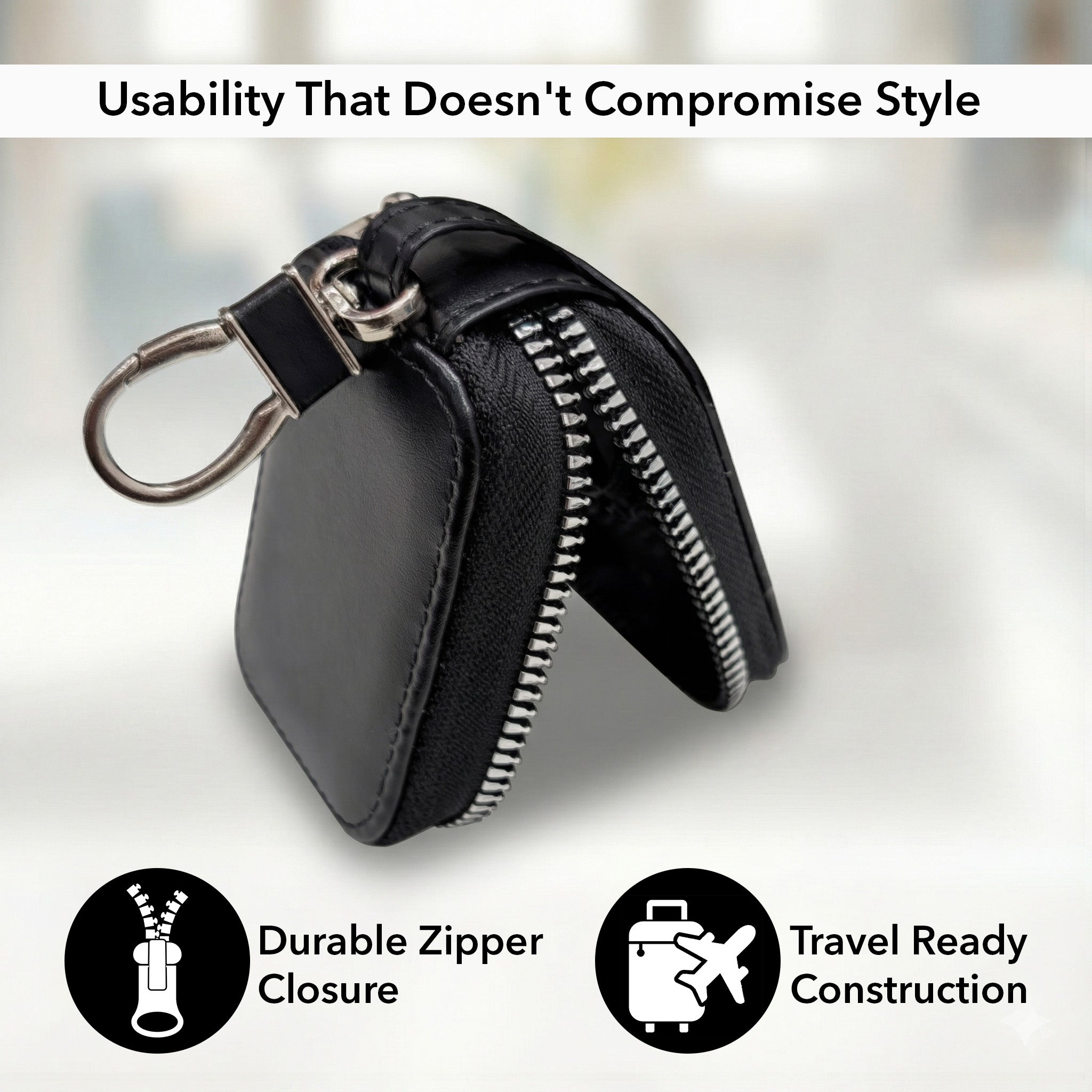TWS Earphones Universal Leather Zip Pouch