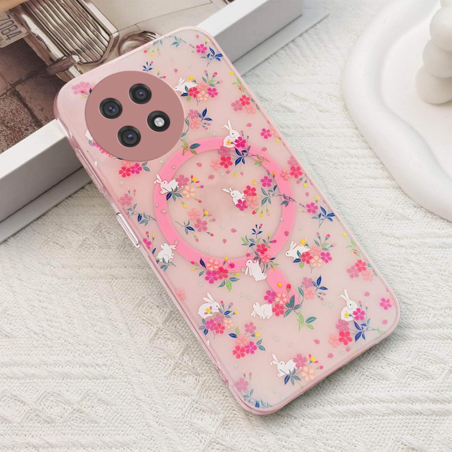 For OnePlus 13R Back Cover Case (Cute Floral Design | Flower Print for Girls | MagSafe Compatible Wireless Charging)