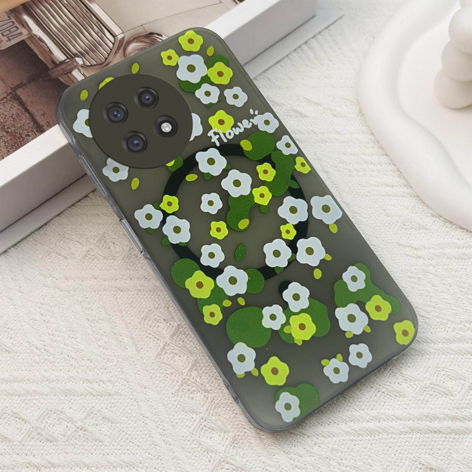 For OnePlus 13R Back Cover Case (Cute Floral Design | Flower Print for Girls | MagSafe Compatible Wireless Charging)