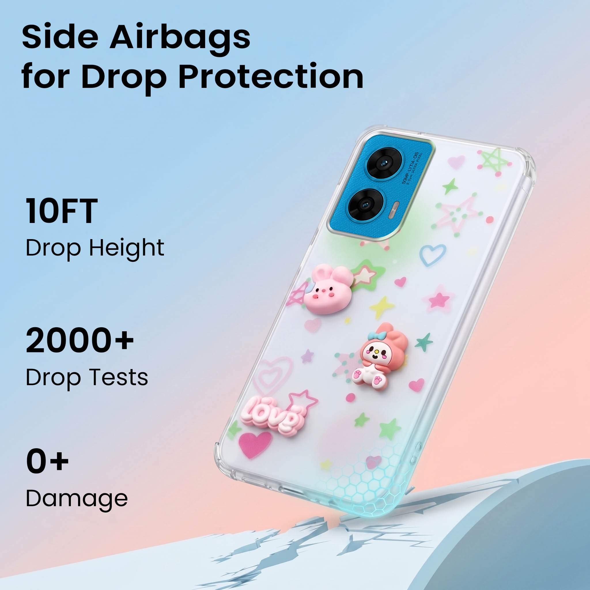 For Motorola Moto G96 Back Cover Case (3D Cute Cartoons | Hard Back Side Soft | Matte Premium Finish | HD Printing)