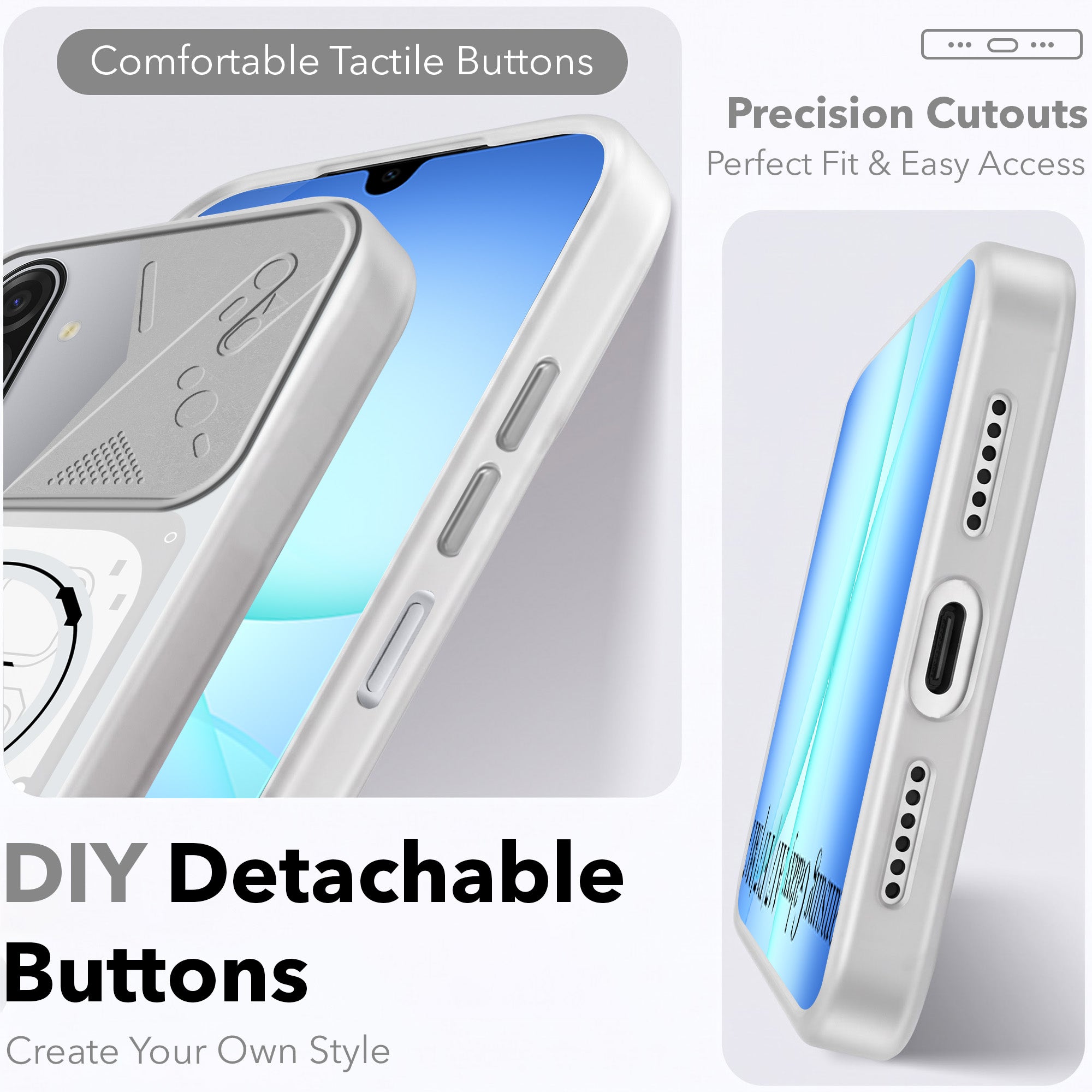 For Samsung Galaxy A17 | Samsung F17 | Samsung M17 5G Metallic Back Cover Case (Metallic Camera Protection & Buttons | Translucent Milky Shade | Hard Polycarbonate)