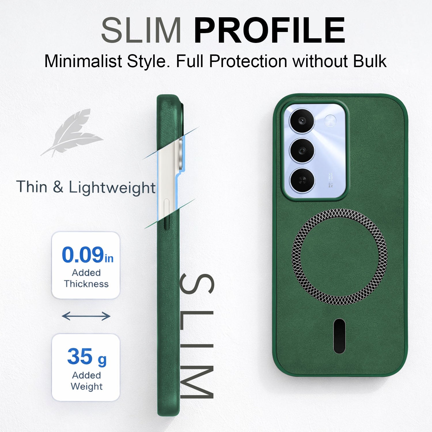 For Realme C83 5G Back Cover Case Leather Finish (MagSafe Compatible Wireless Charging | Soft Touch | Camera Bump Protection)