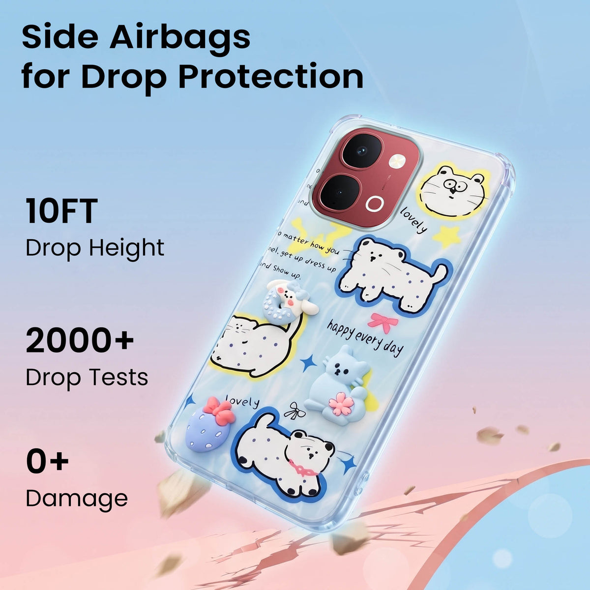 For Vivo Y31T 5G Back Cover Case (3D Cute Cartoons | Hard Back Side Soft | Matte Premium Finish | HD Printing)
