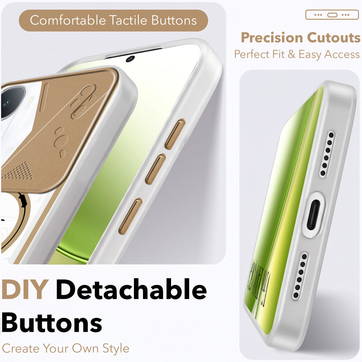 For Vivo Y400 Metallic Back Cover Case (Metallic Camera Protection & Buttons | Translucent Milky Shade | Hard Polycarbonate)
