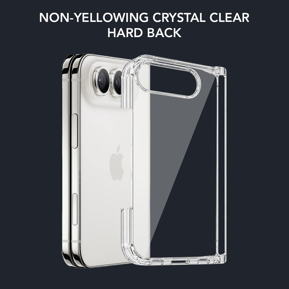 For Apple iphone Duo Back Cover Case Lifetime Anti-Yellow Clear (Sleek Hard Crystal | Shockproof and Camera Protection)