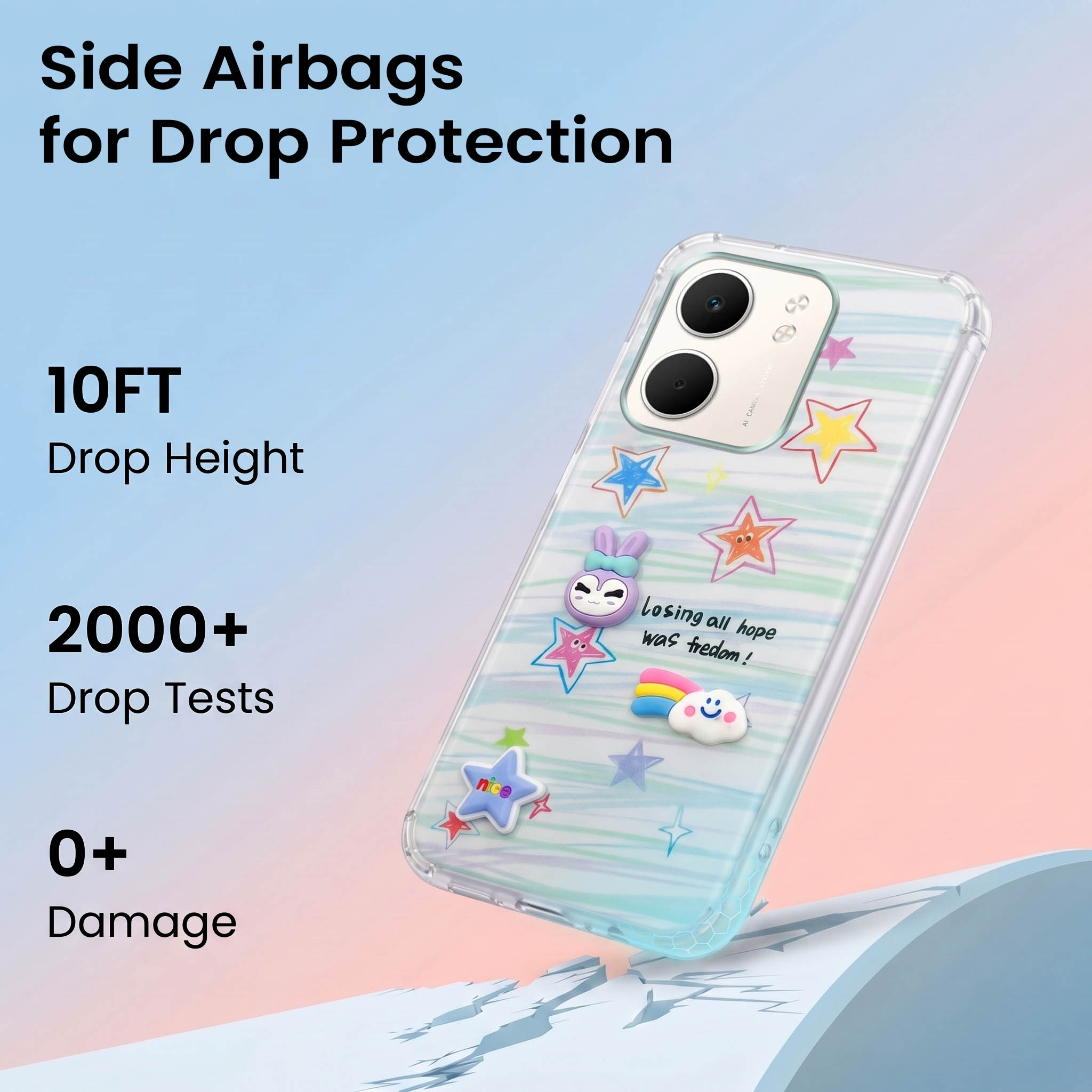 For Oppo A5X Back Cover Case (3D Cute Cartoons | Hard Back Side Soft | Matte Premium Finish | HD Printing)