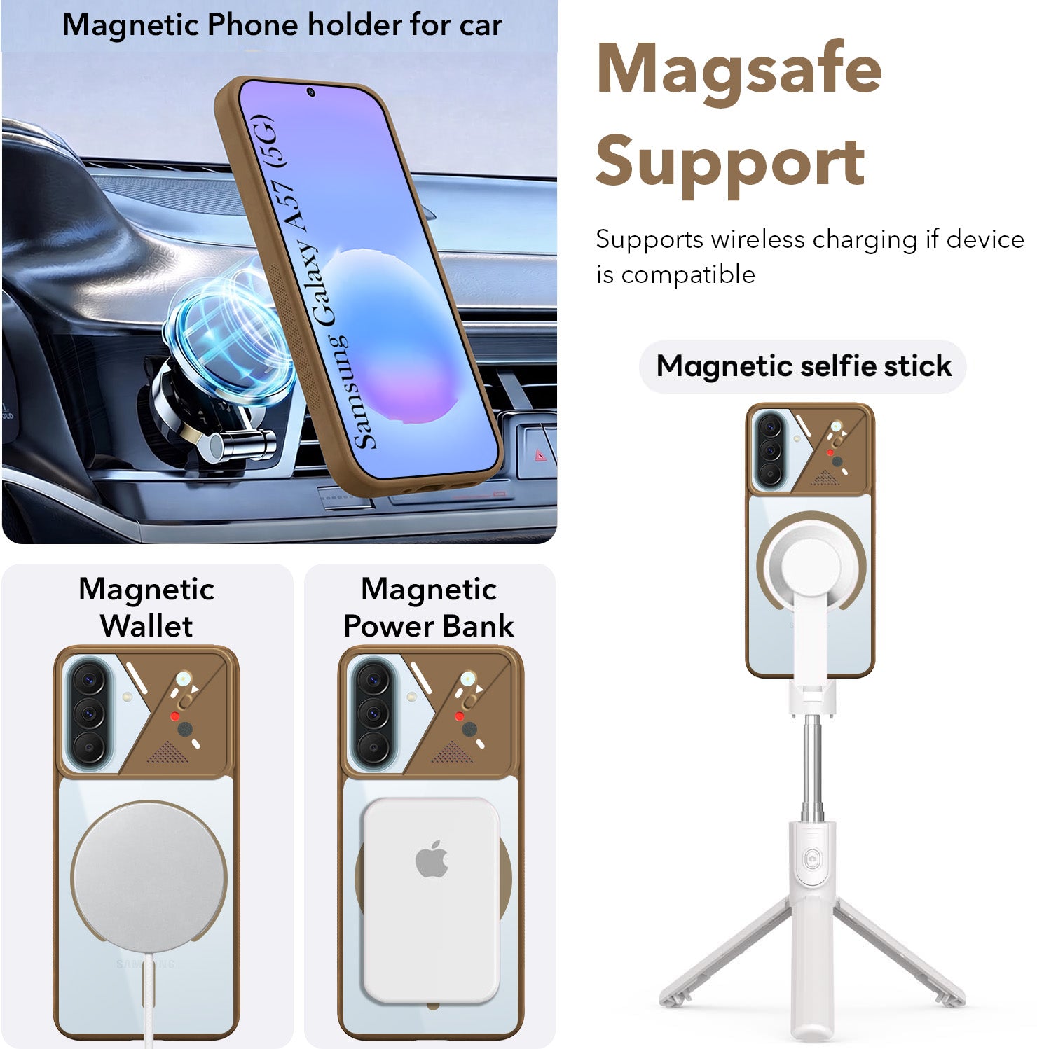 For Samsung Galaxy A57 5G Back Cover Case Lifetime Anti-Yellow Clear (Camera Protection | Side Grip | Wireless MagSafe Compatible)