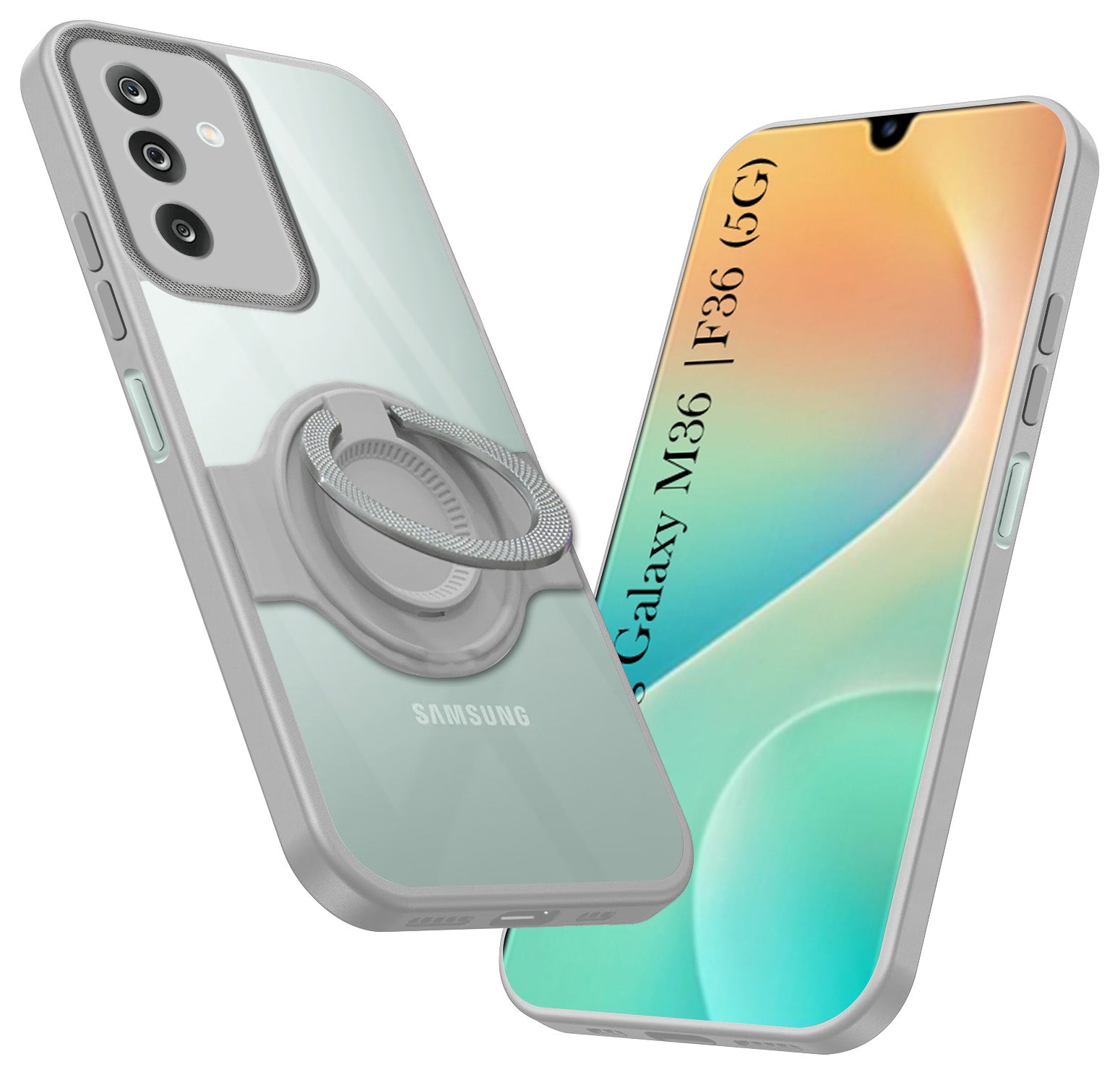 For Samsung Galaxy M36 | Samsung Galaxy F36 Back Cover Case with stand (Built-in Ring Holder Kickstand | Lifetime Anti Yellow | Camera Protection)
