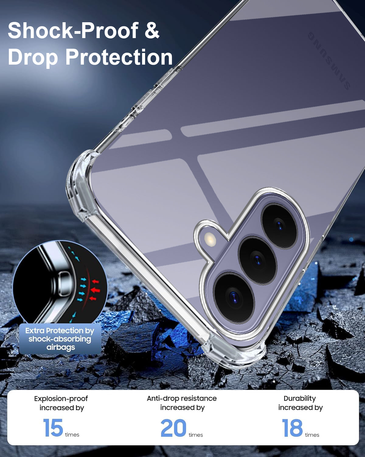 For Samsung Galaxy S26 Plus Back Cover Shockproof Crystal-Clear (Drop & Camera Protection | Hard Polycarbonate)