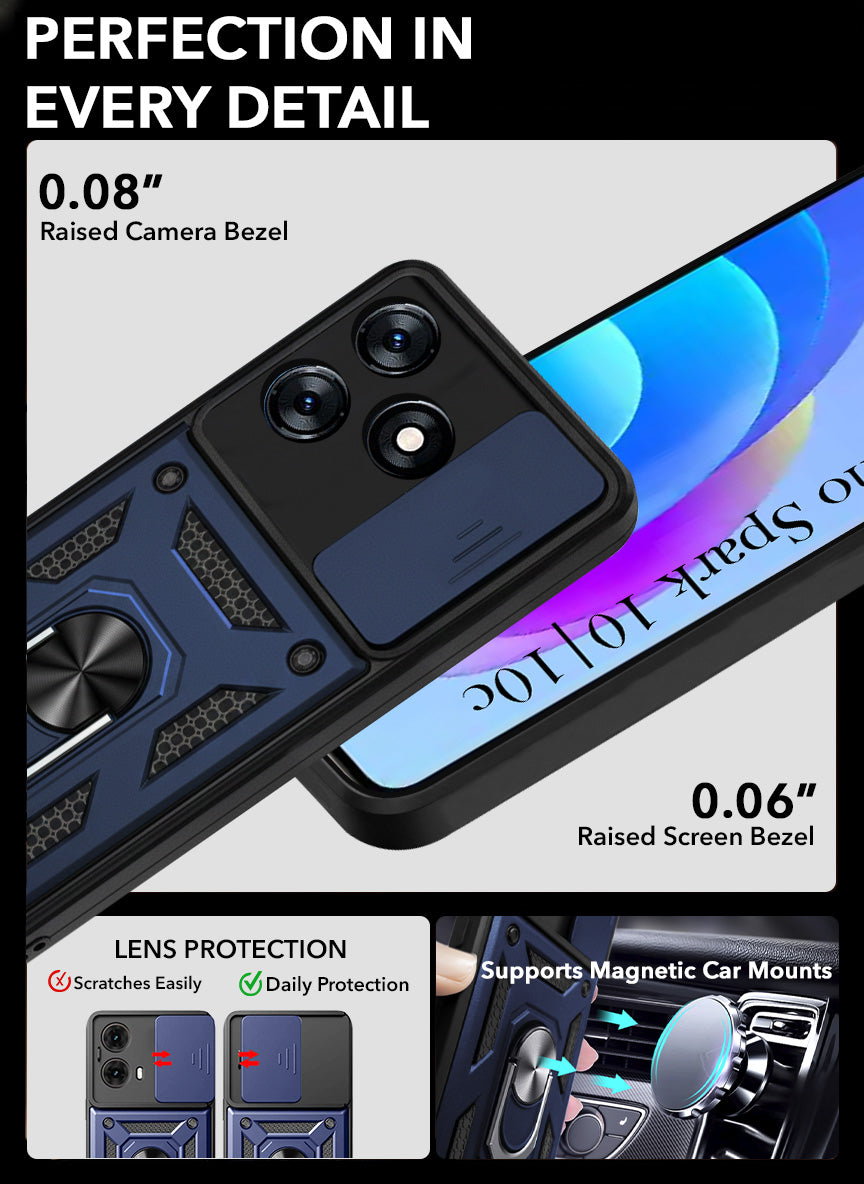 For Tecno Spark 10 | Tecno Spark 10C Back Cover Case (Hybrid Dual Armor Polycarbonate)